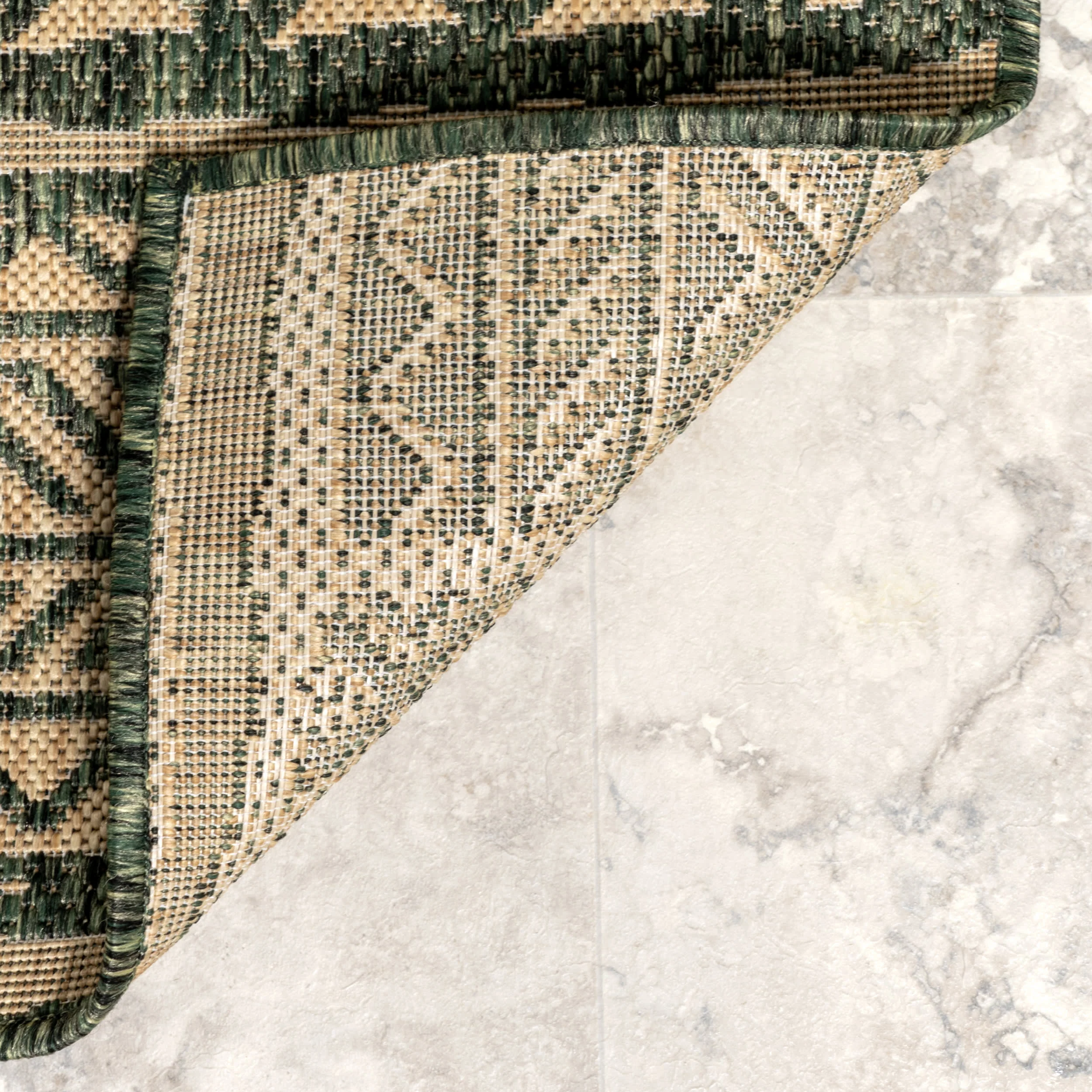 Striped Banded Indoor/Outdoor Rug | Green - Image 6