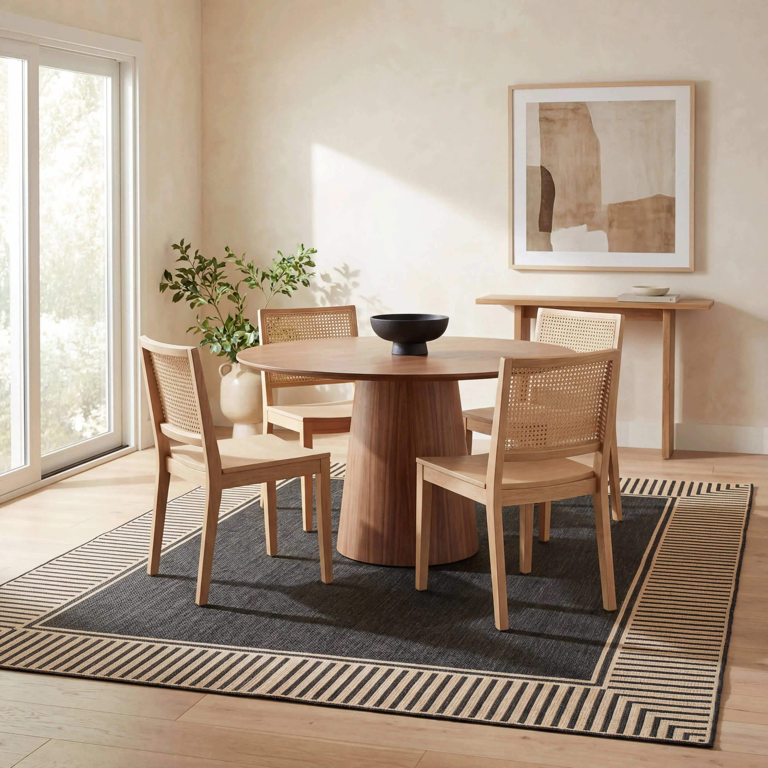 Striped Border Indoor/Outdoor Flatweave Rug | Dark Grey - Image 6