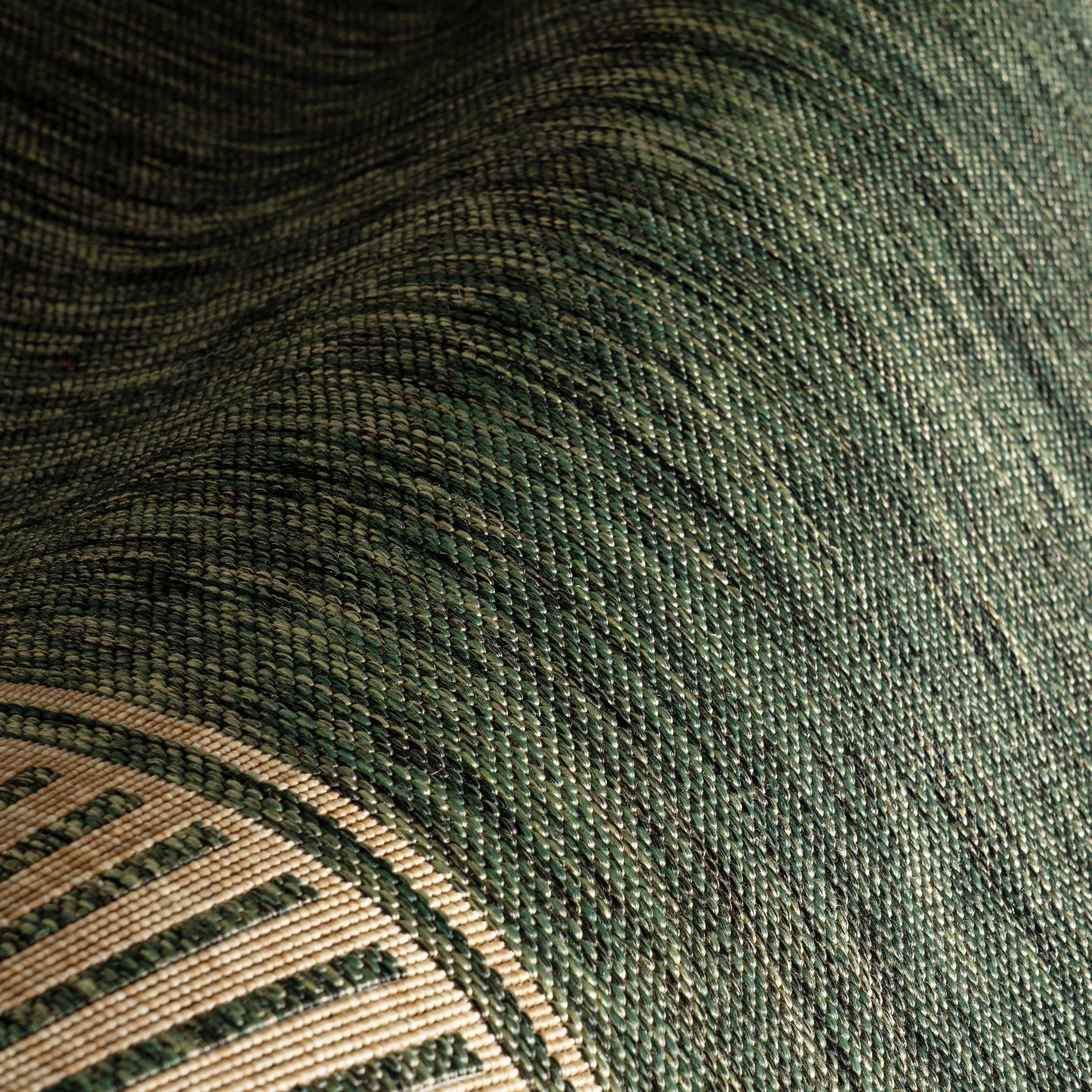 Striped Border Indoor/Outdoor Flatweave Rug | Green - Image 3