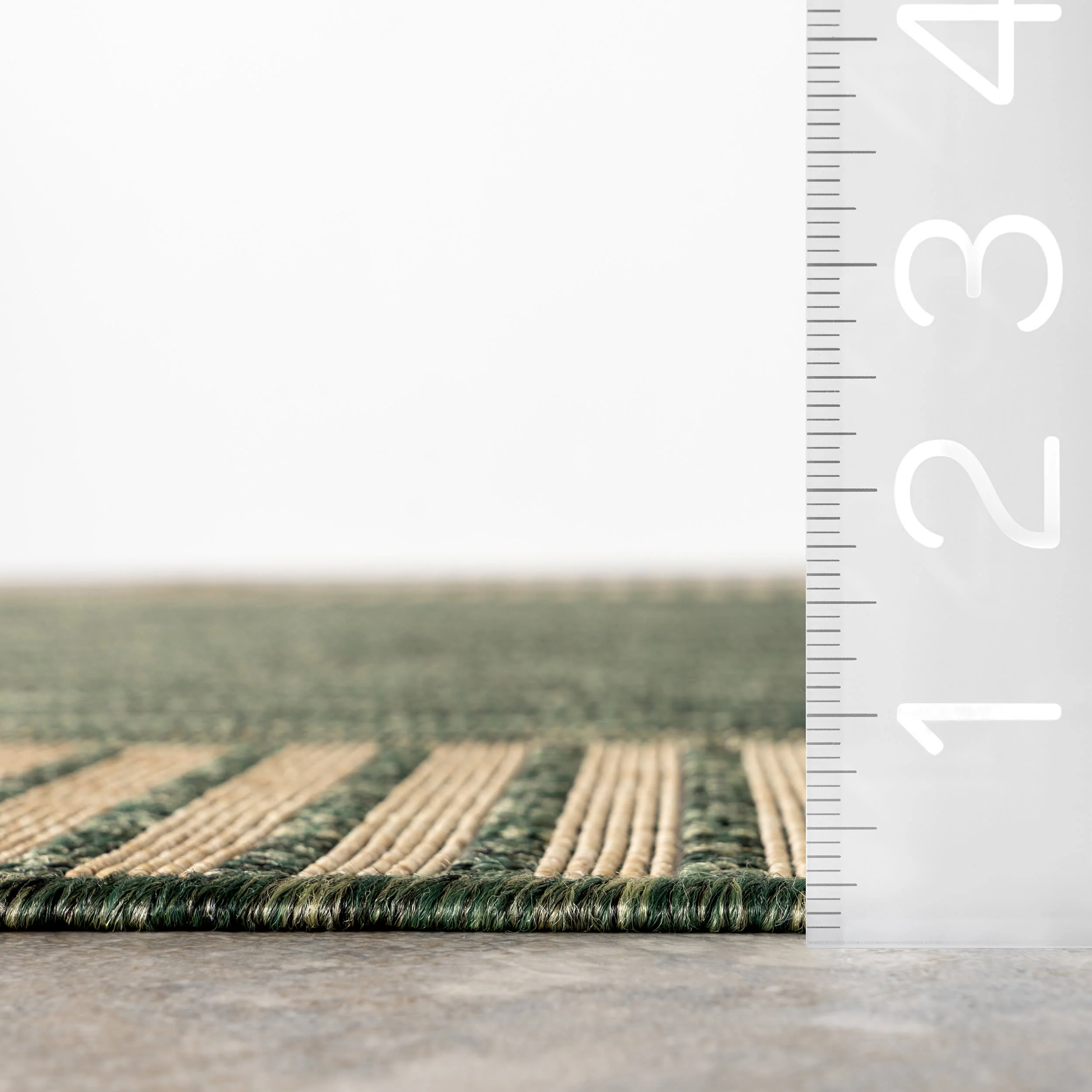 Striped Border Indoor/Outdoor Flatweave Rug | Green - Image 6