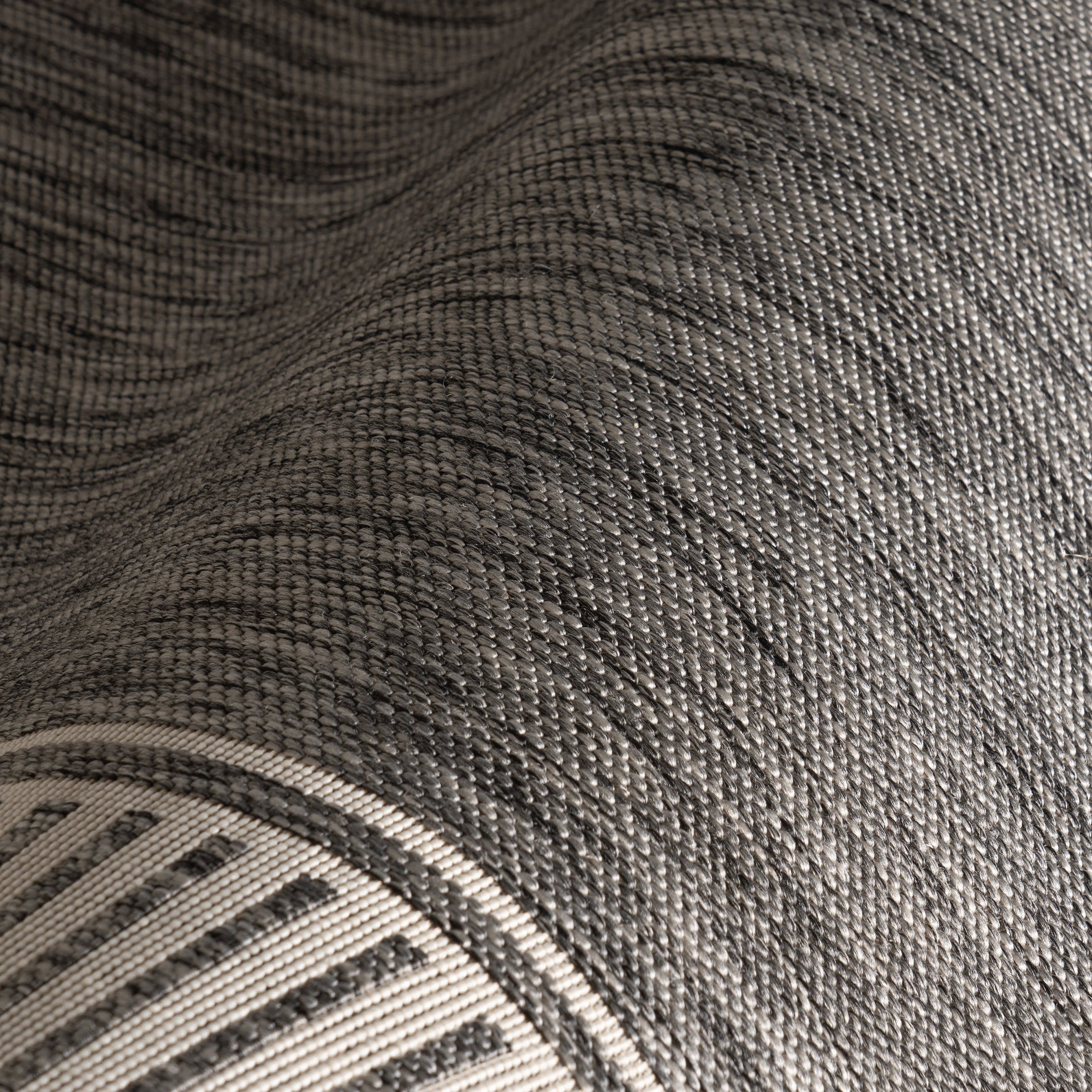Striped Border Indoor/Outdoor Flatweave Rug | Grey - Image 3