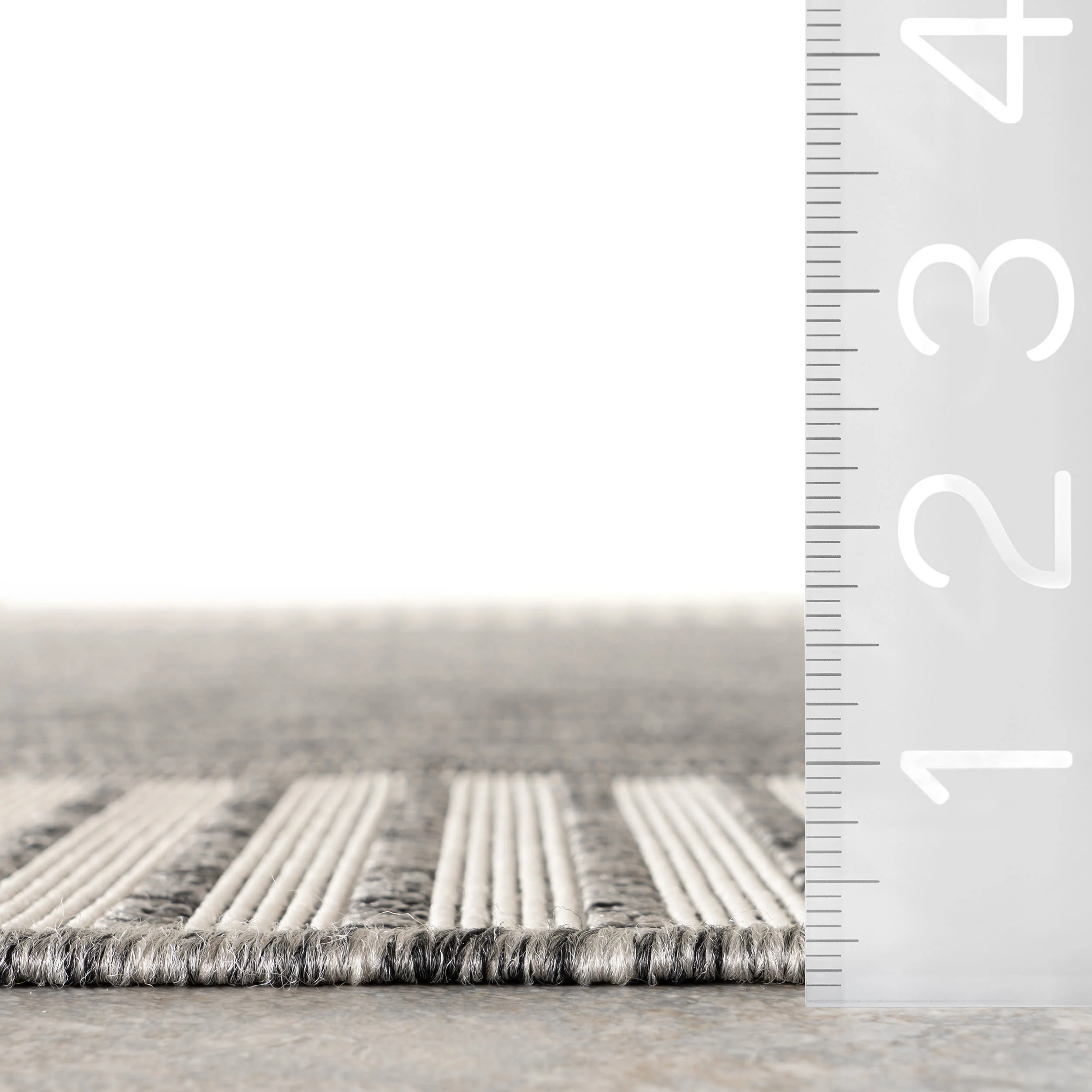 Striped Border Indoor/Outdoor Flatweave Rug | Grey - Image 6