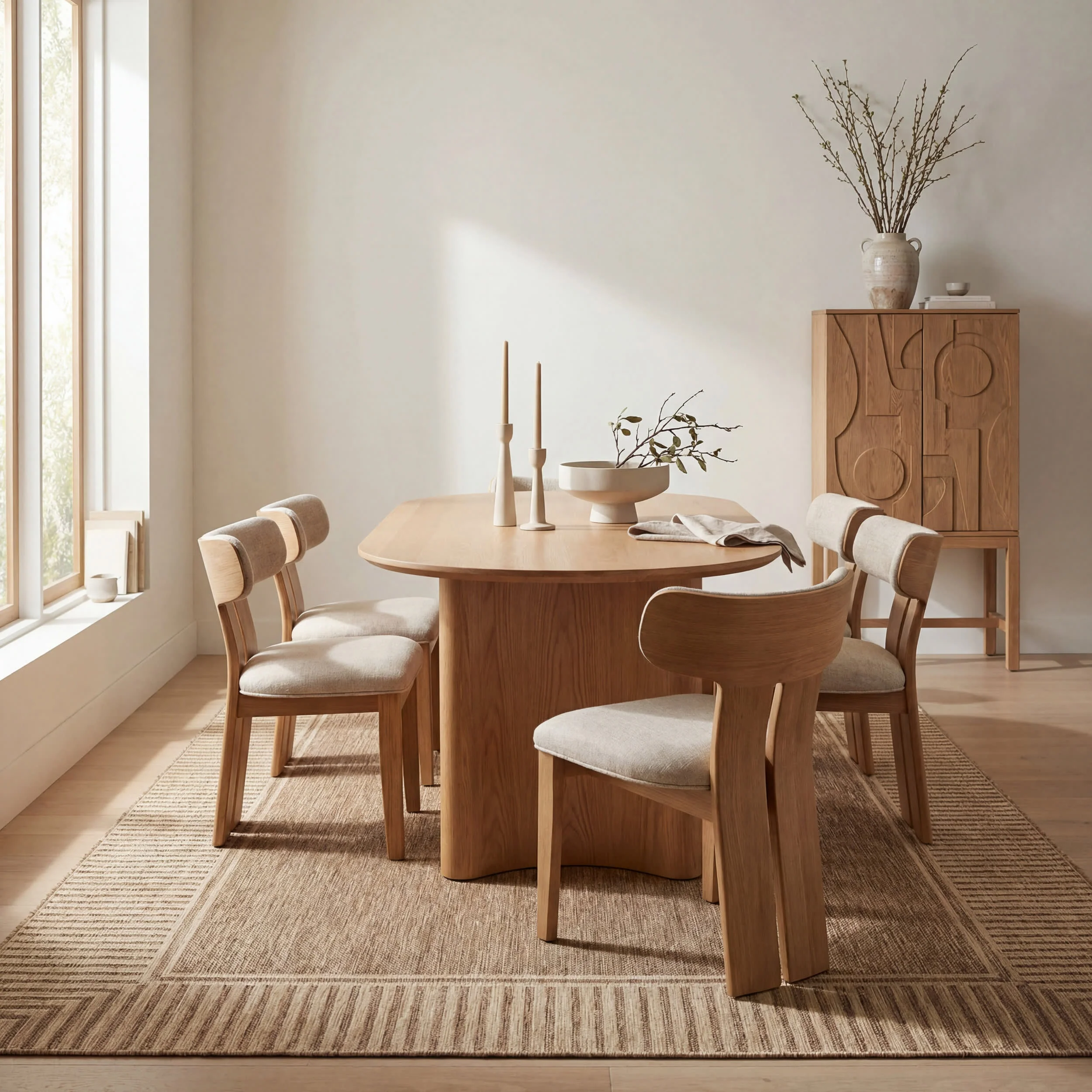Striped Border Indoor/Outdoor Flatweave Rug | Light Brown - Image 6