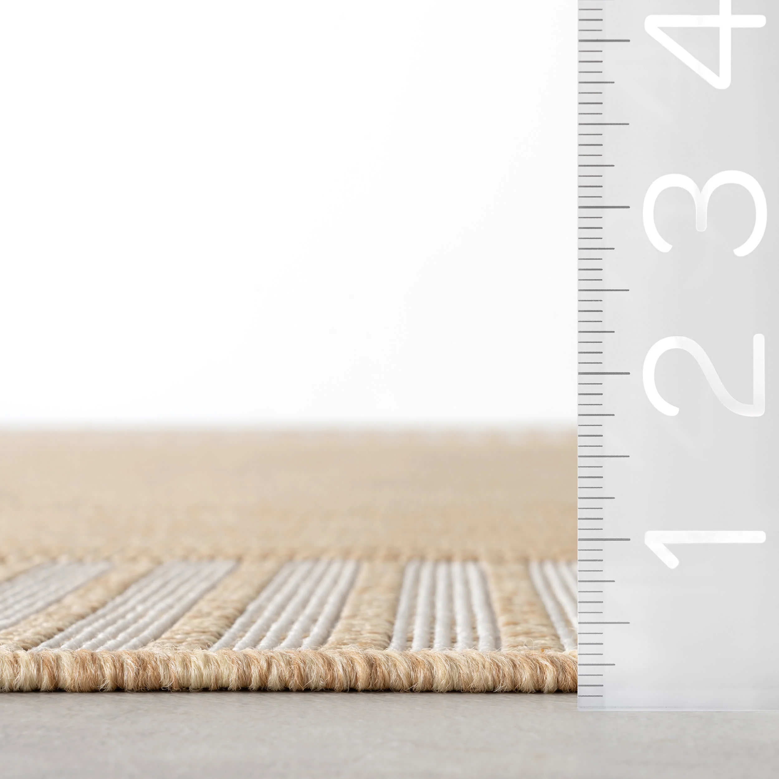 Striped Border Indoor/Outdoor Flatweave Rug | Tan - Image 6