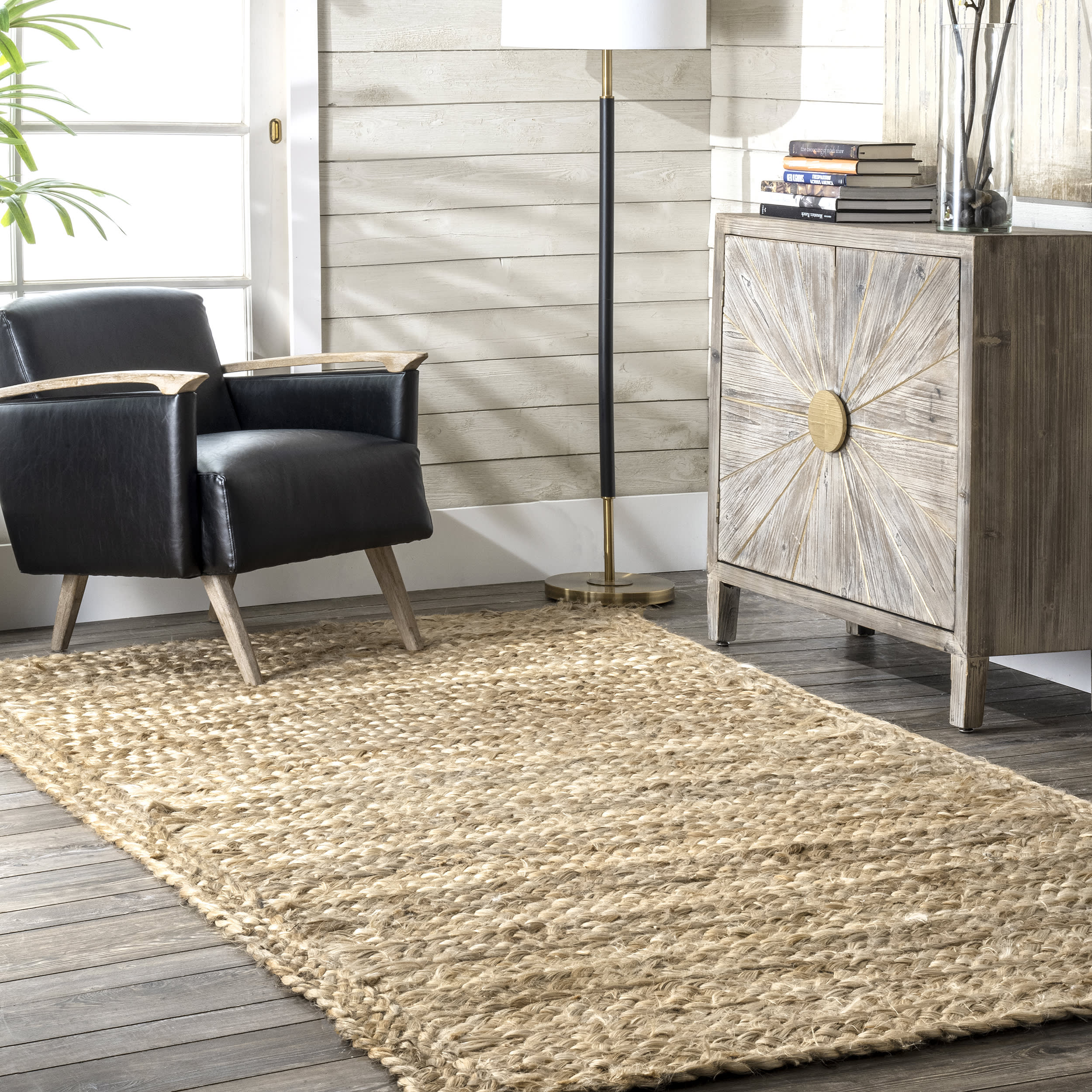 Striped Braided Jute Rug | Natural - Image 2