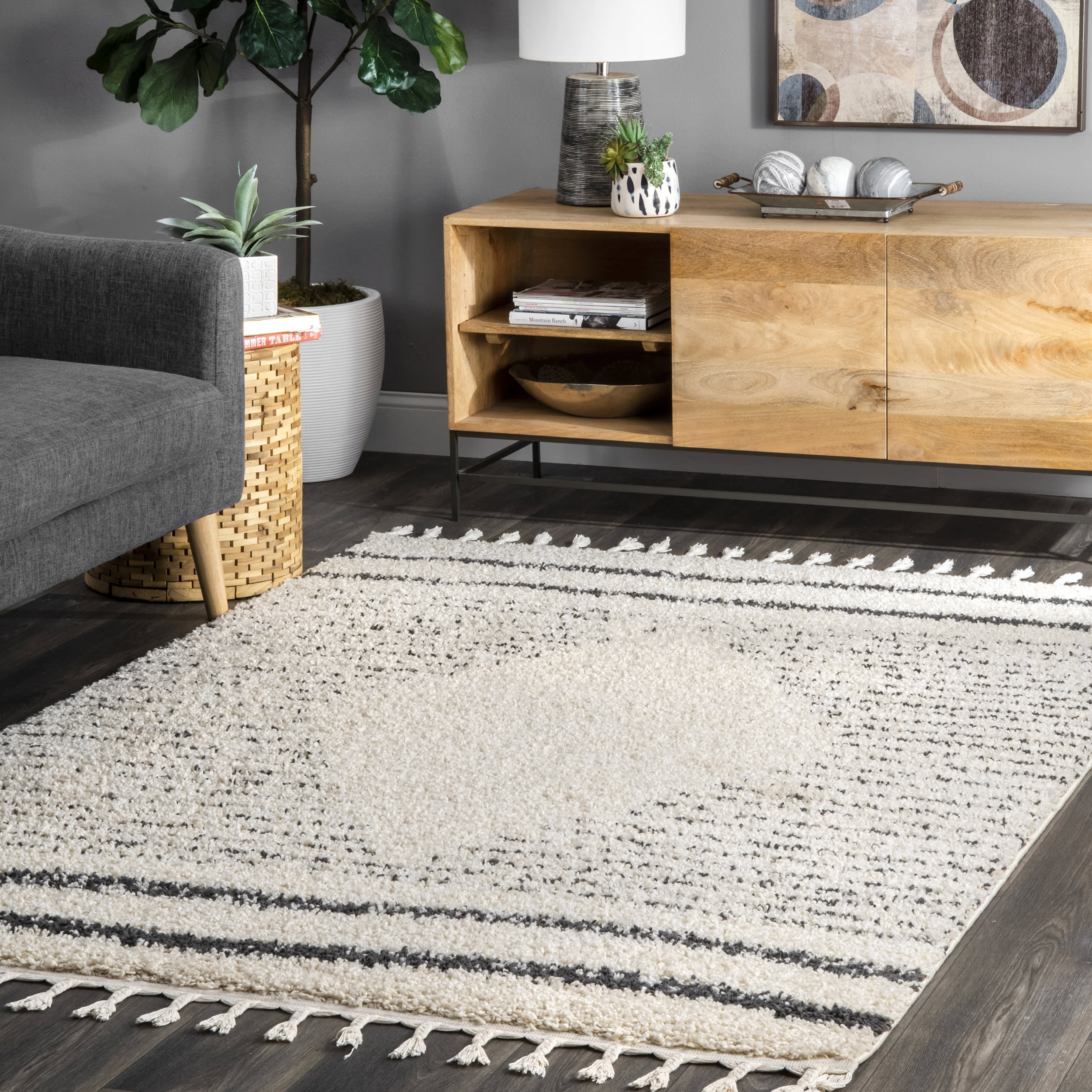 Striped Diamond Rug | Off White - Image 2