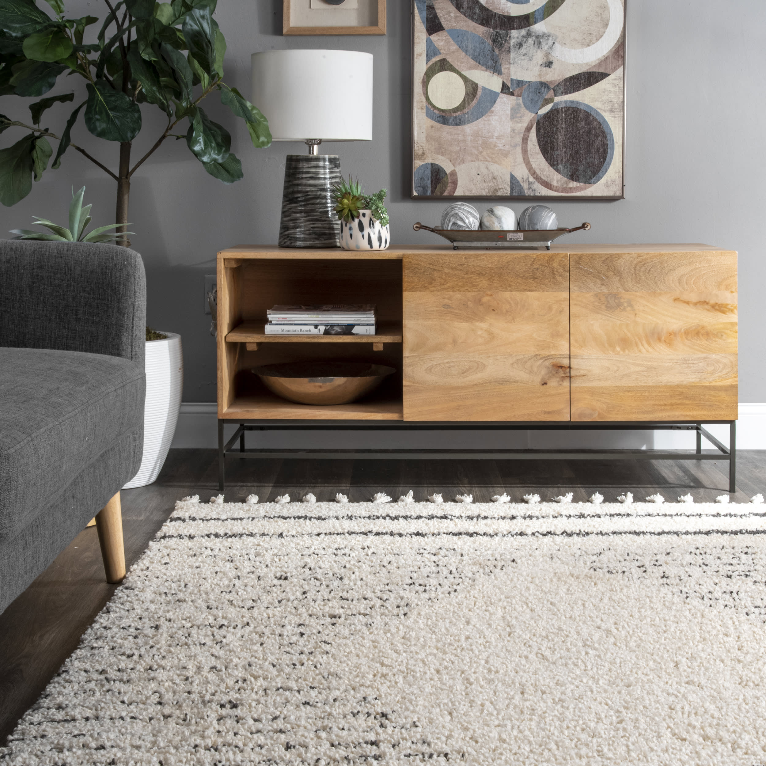 Striped Diamond Rug | Off White - Image 4