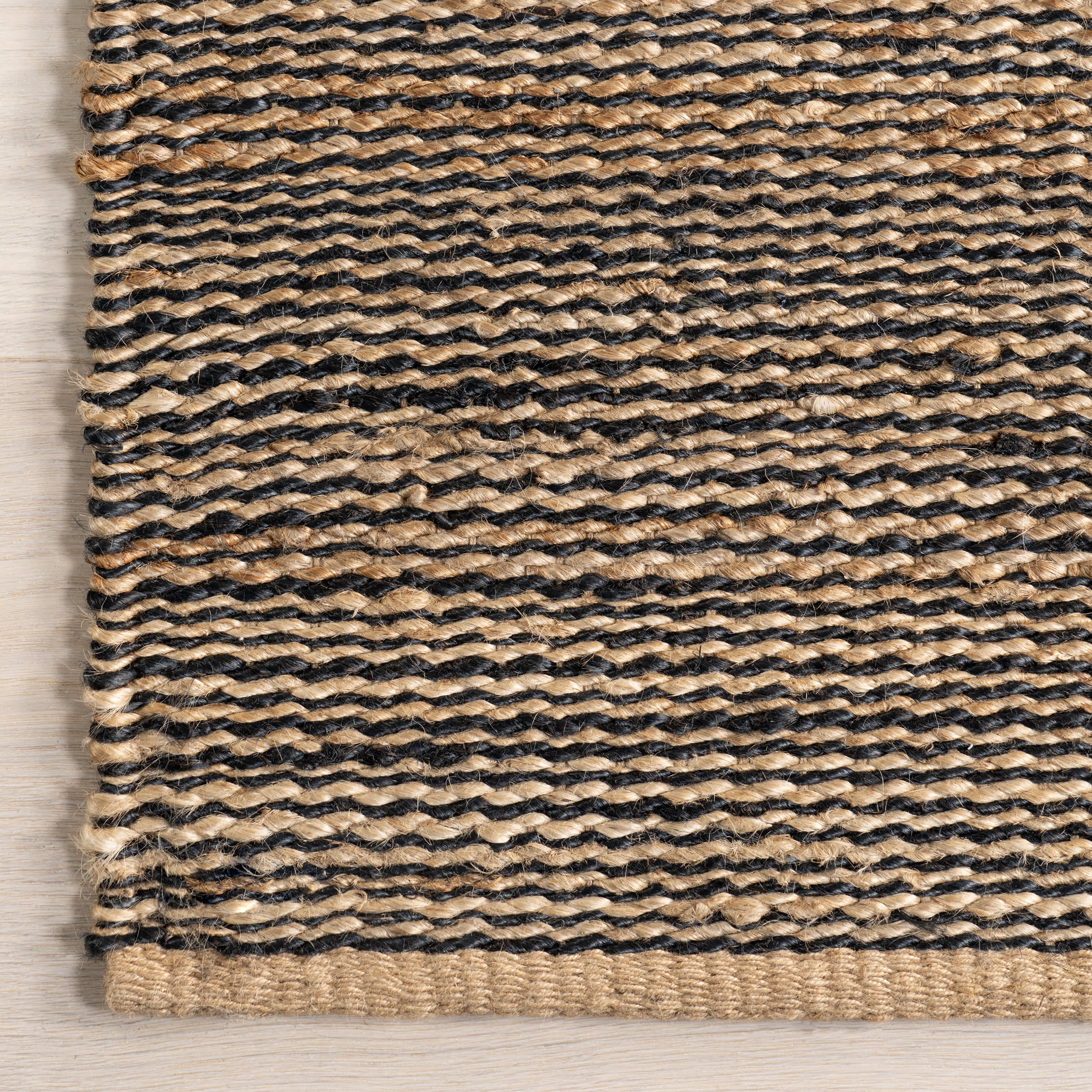 Striped Handwoven Jute Rug | Black - Image 3