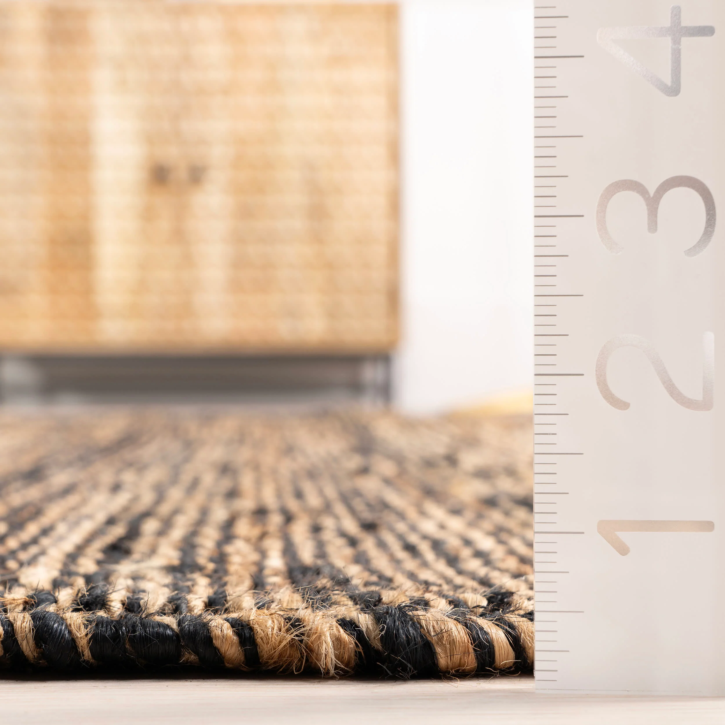 Striped Handwoven Jute Rug | Black - Image 5