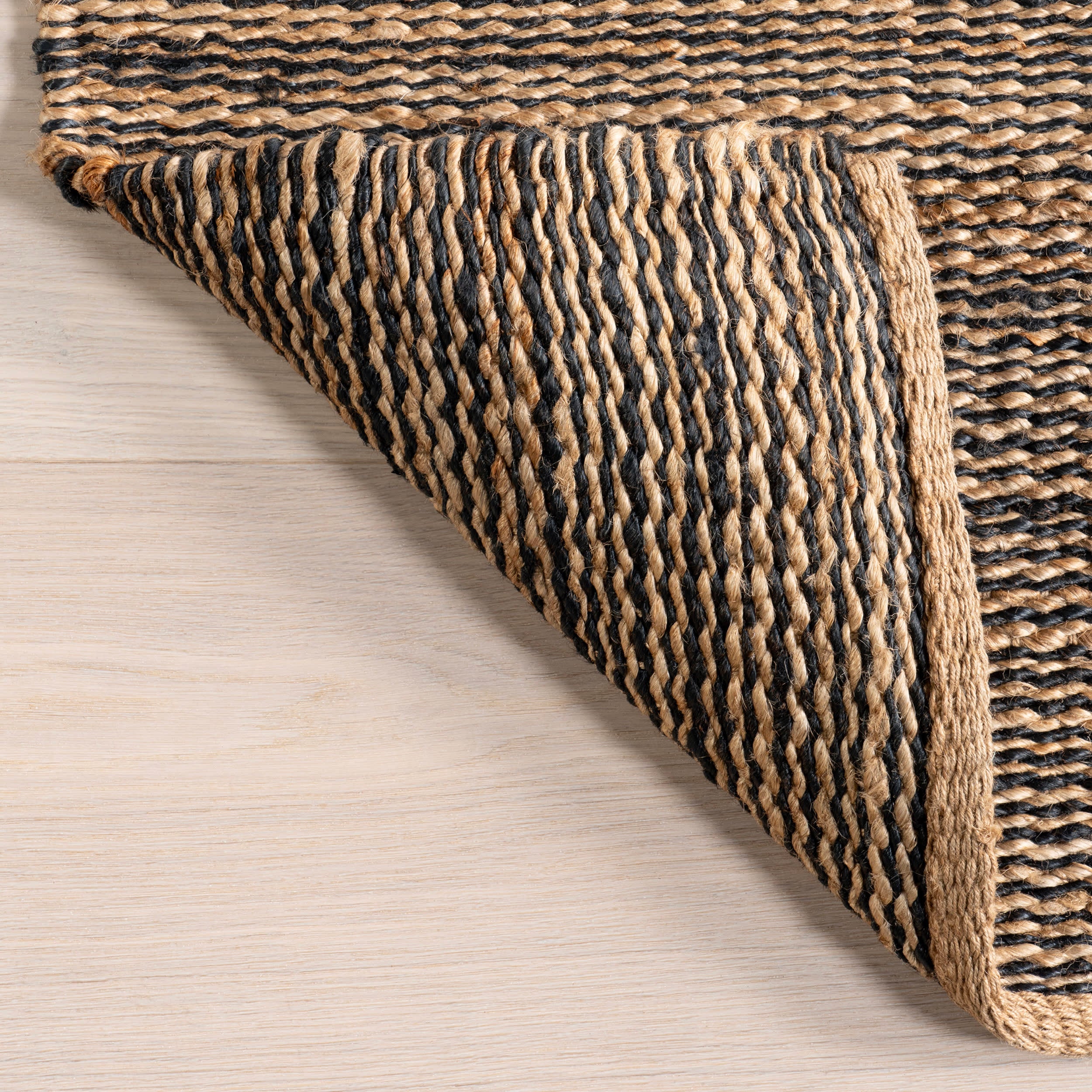 Striped Handwoven Jute Rug | Black - Image 6
