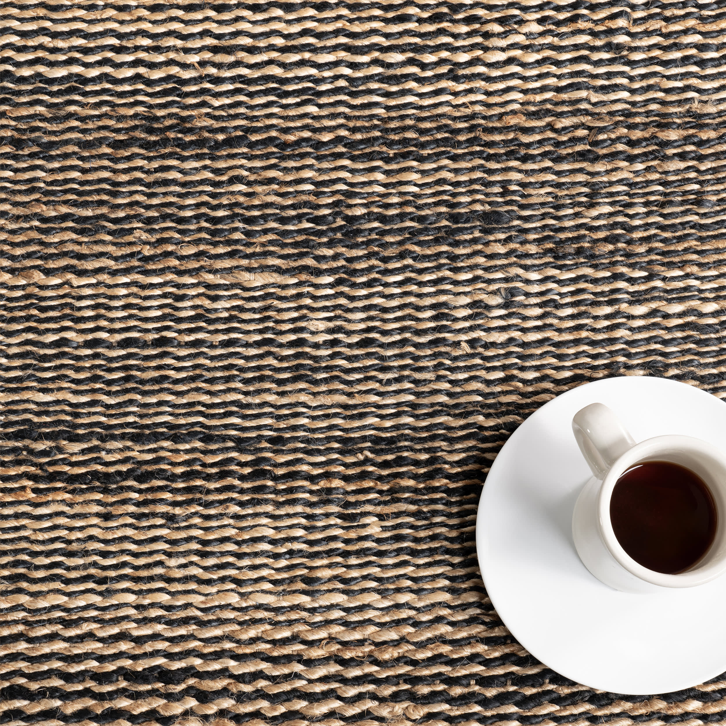 Striped Handwoven Jute Rug | Black - Image 7
