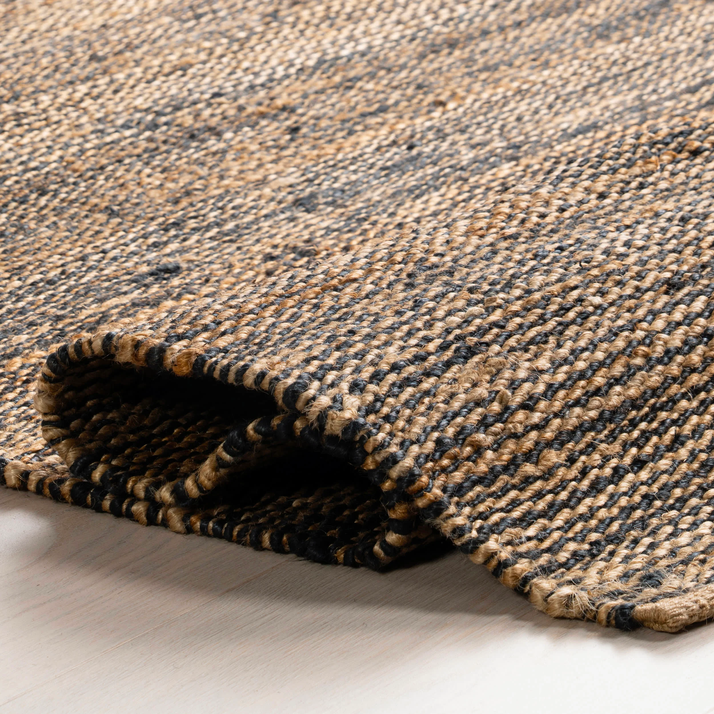 Striped Handwoven Jute Rug | Black - Image 8