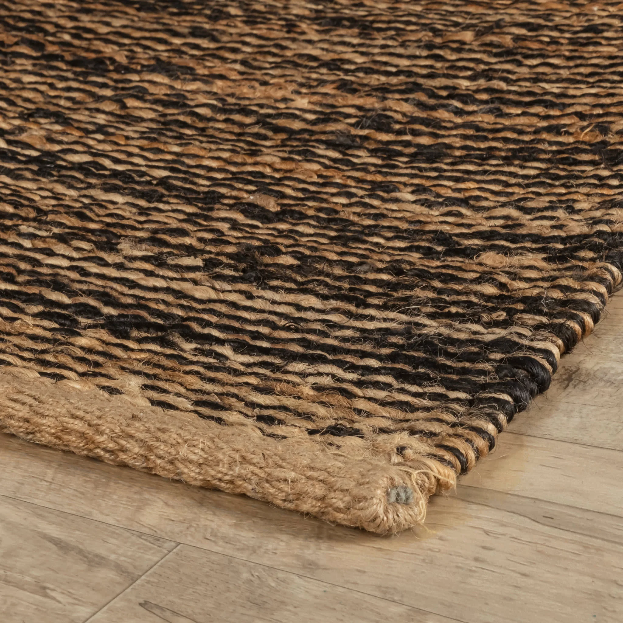 Striped Handwoven Jute Rug | Black/Natural - Image 5