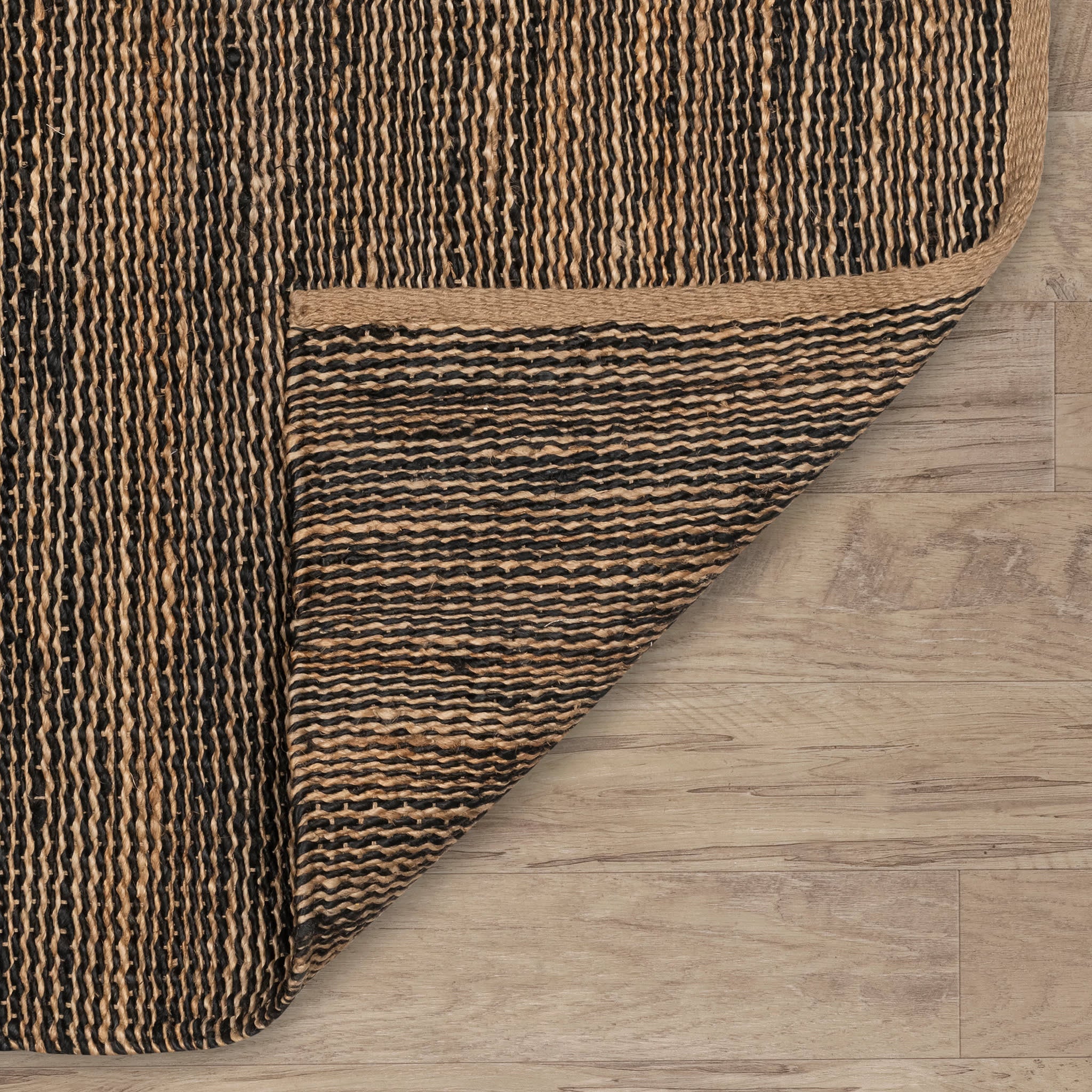 Striped Handwoven Jute Rug | Black/Natural - Image 6