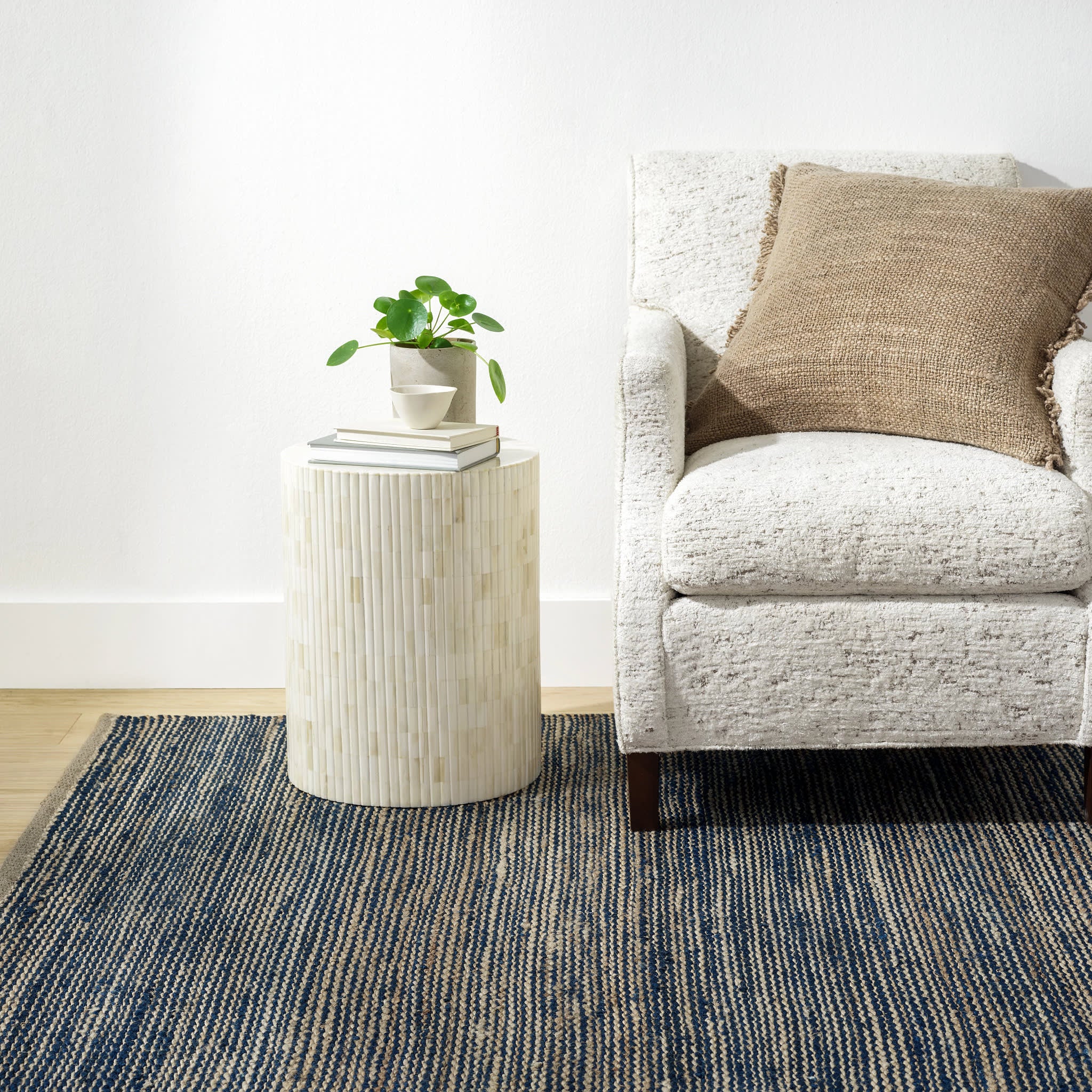 Striped Handwoven Jute Rug | Blue/Natural - Image 2