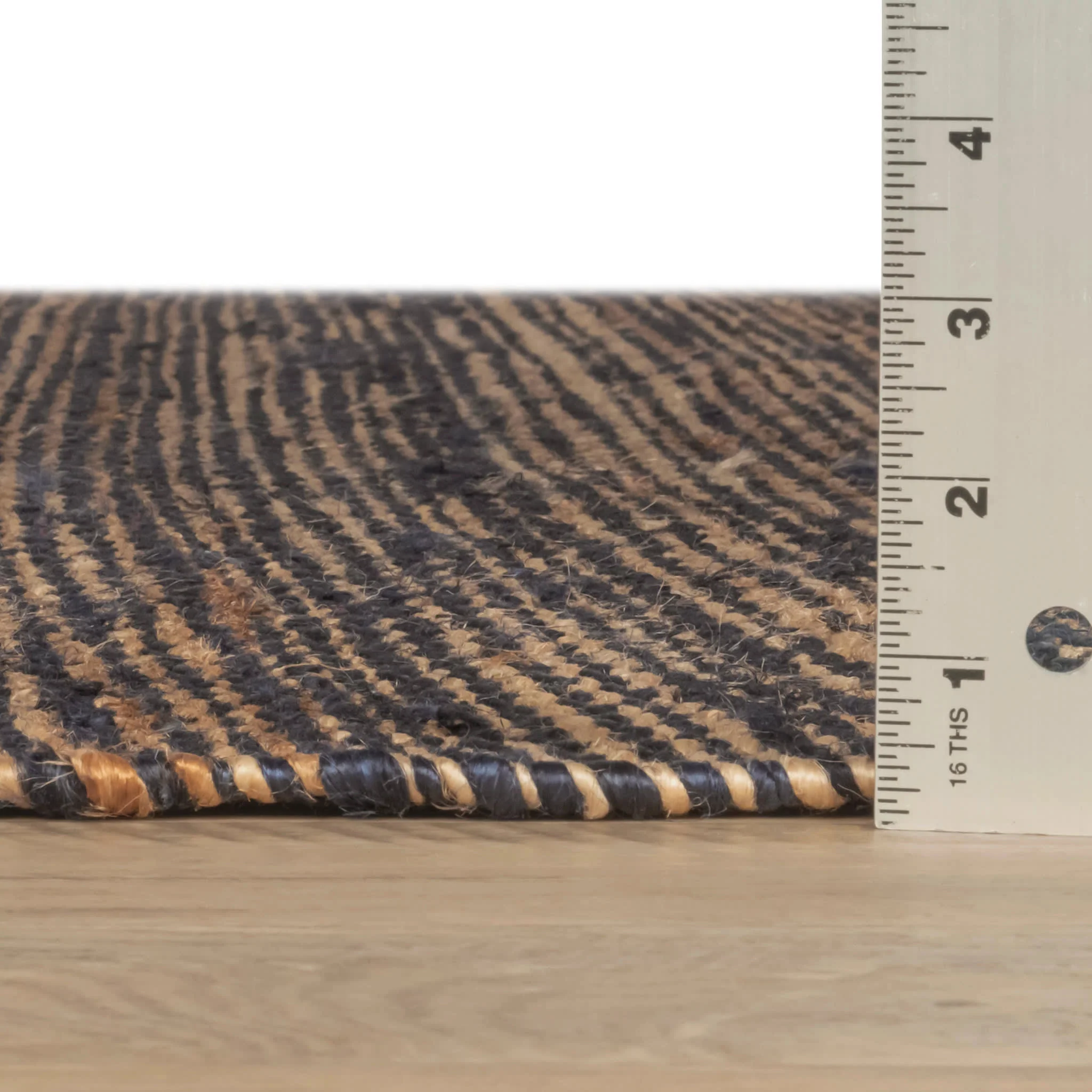 Striped Handwoven Jute Rug | Blue/Natural - Image 4
