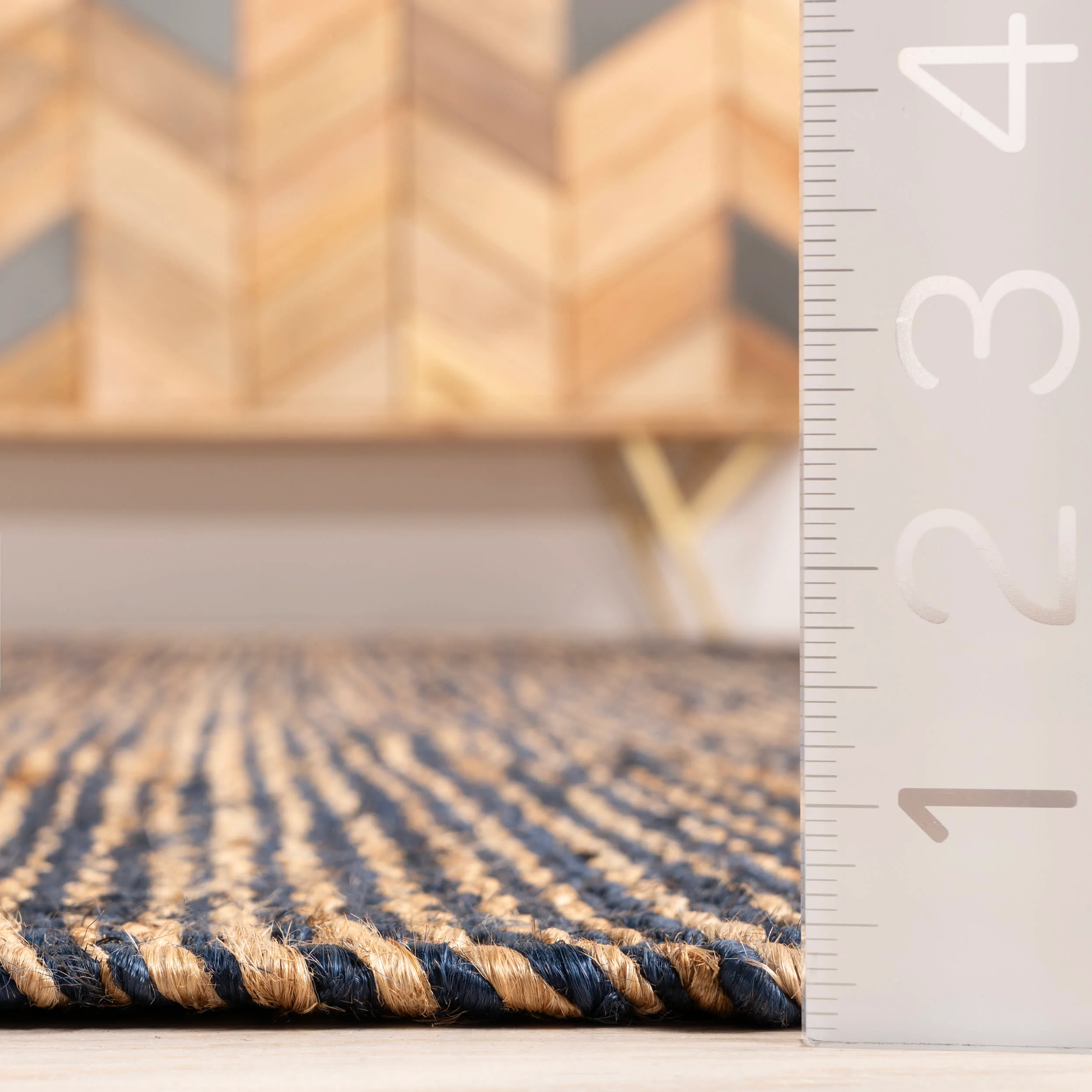 Striped Handwoven Jute Rug | Blue - Image 5