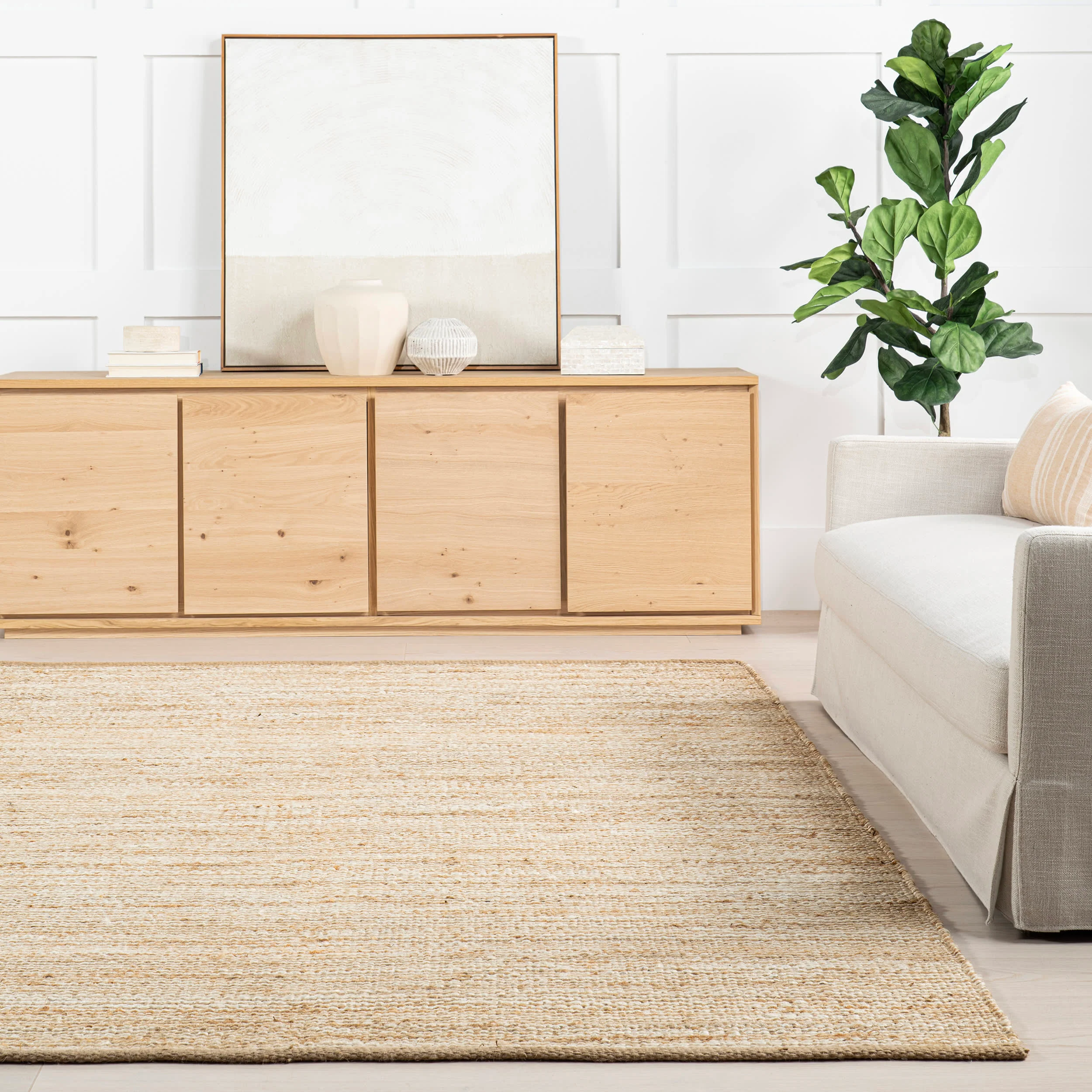 Striped Handwoven Jute Rug | Ivory - Image 4