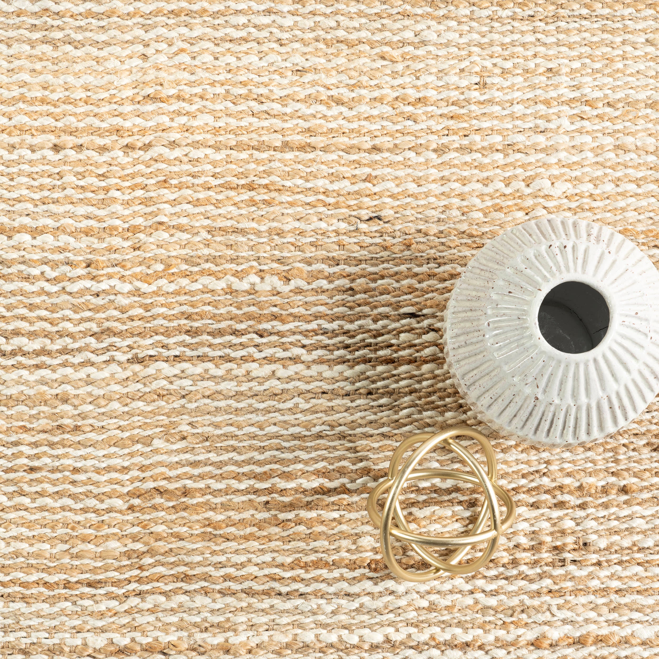 Striped Handwoven Jute Rug | Ivory - Image 7