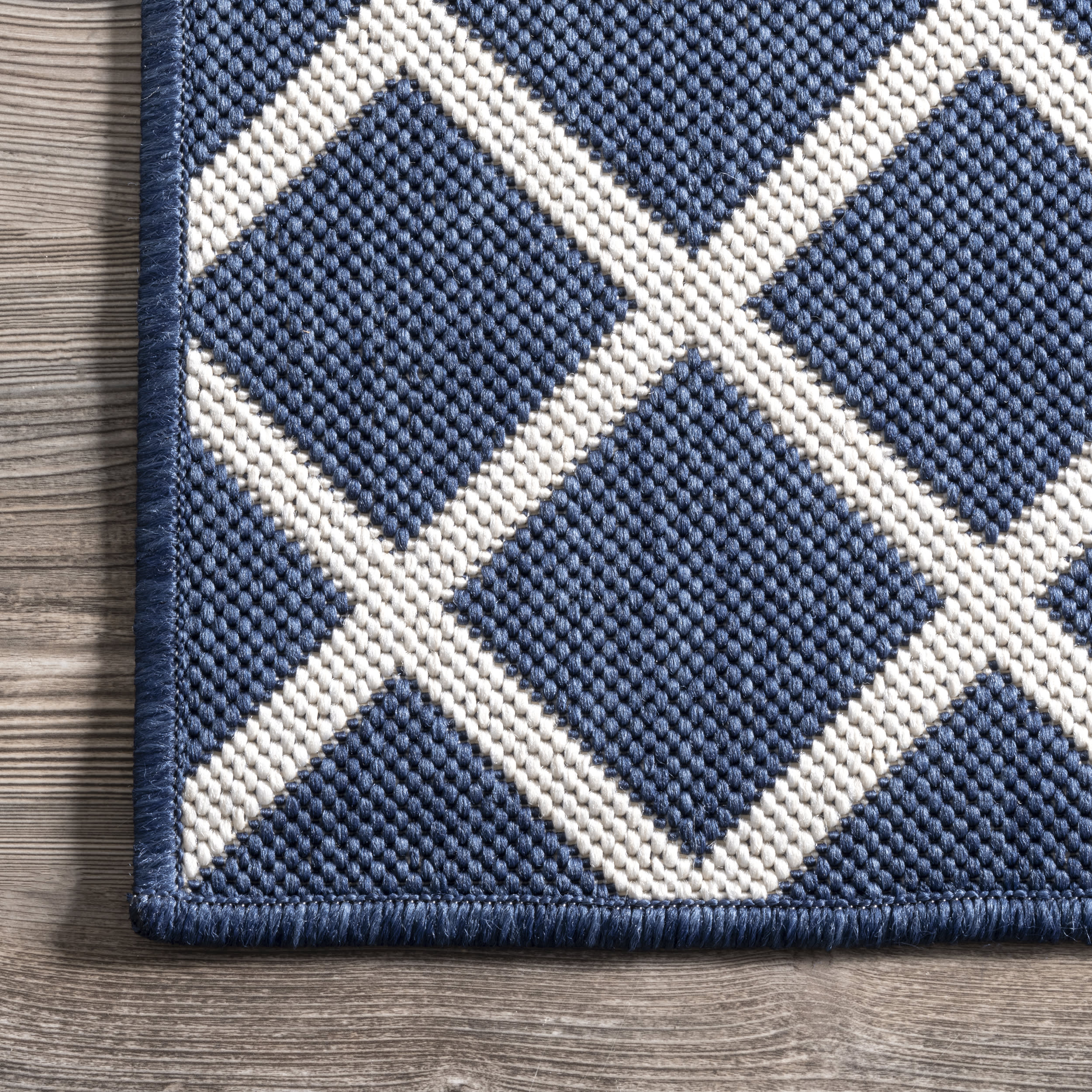 Striped Indoor/Outdoor Flatweave Rug | Blue - Image 3