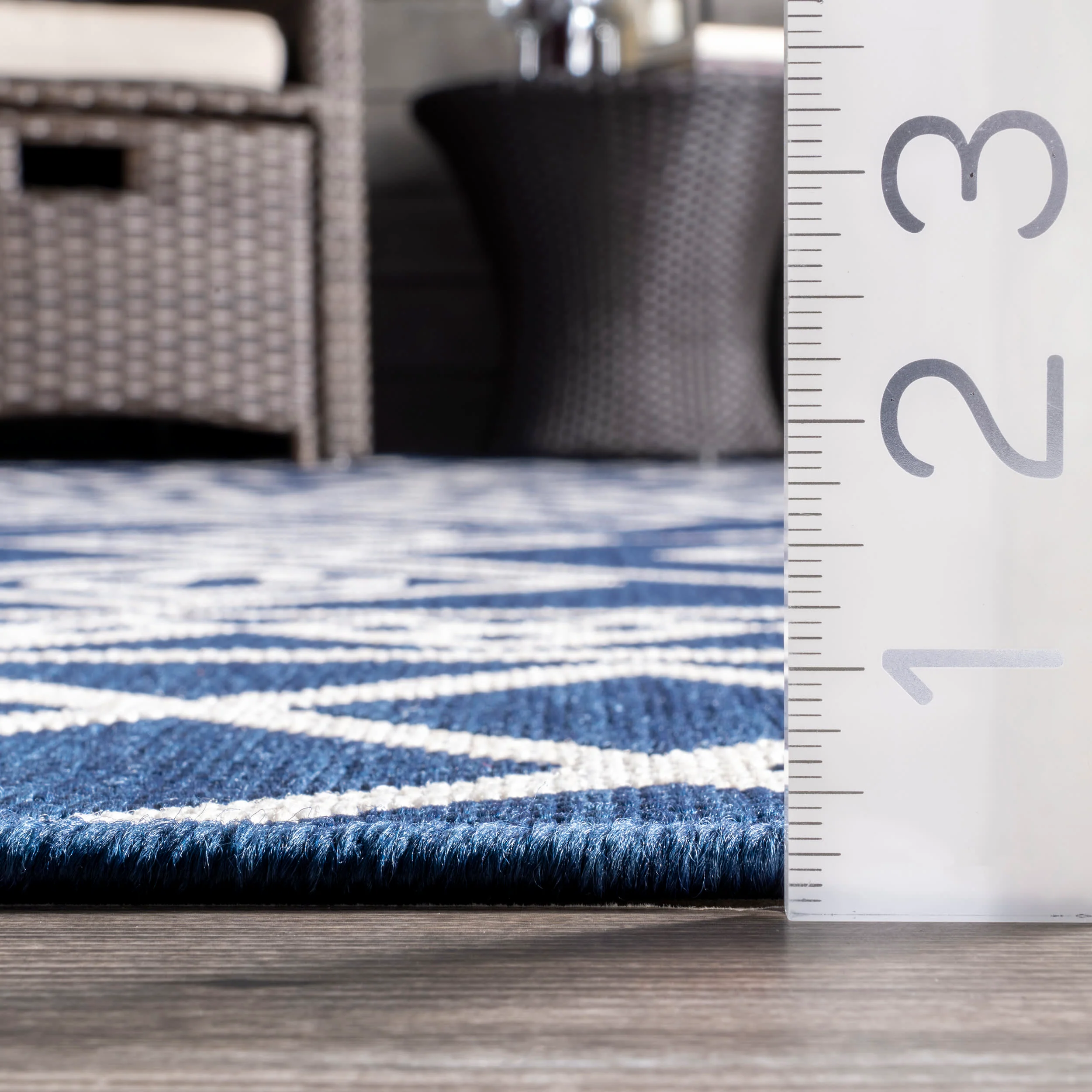 Striped Indoor/Outdoor Flatweave Rug | Blue - Image 5