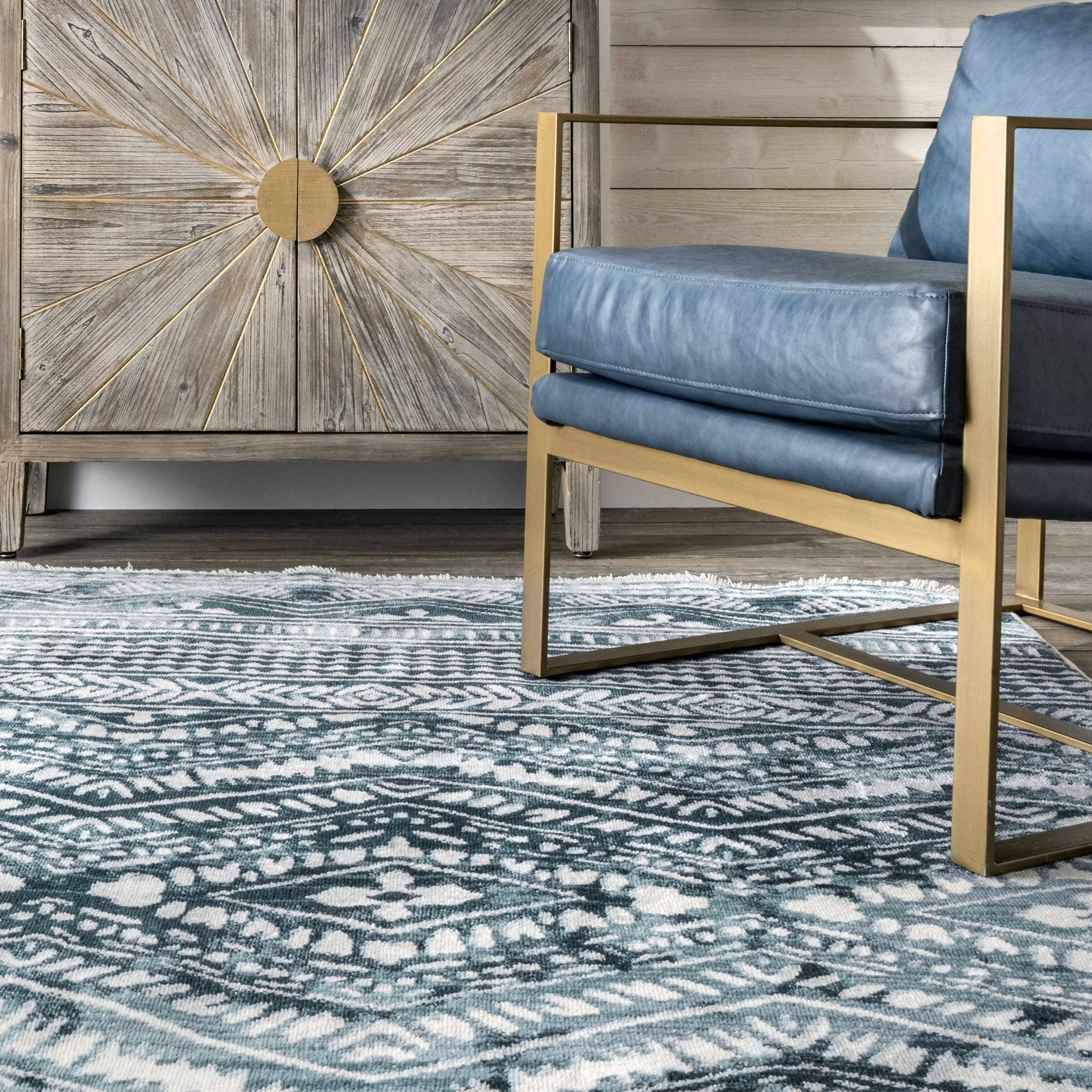 Striped Relief Rug | Blue - Image 4