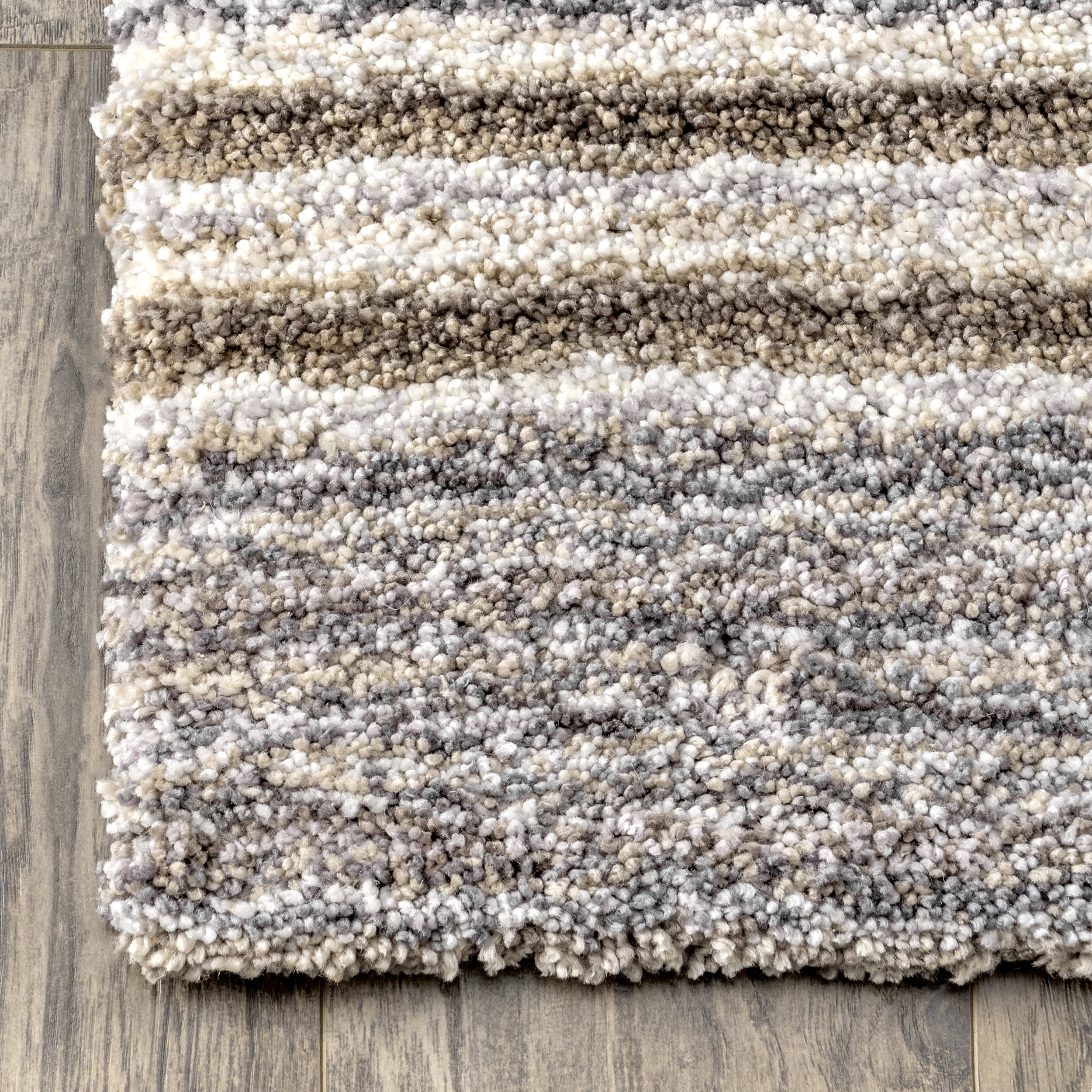 Striped Shaggy Rug | Beige - Image 3