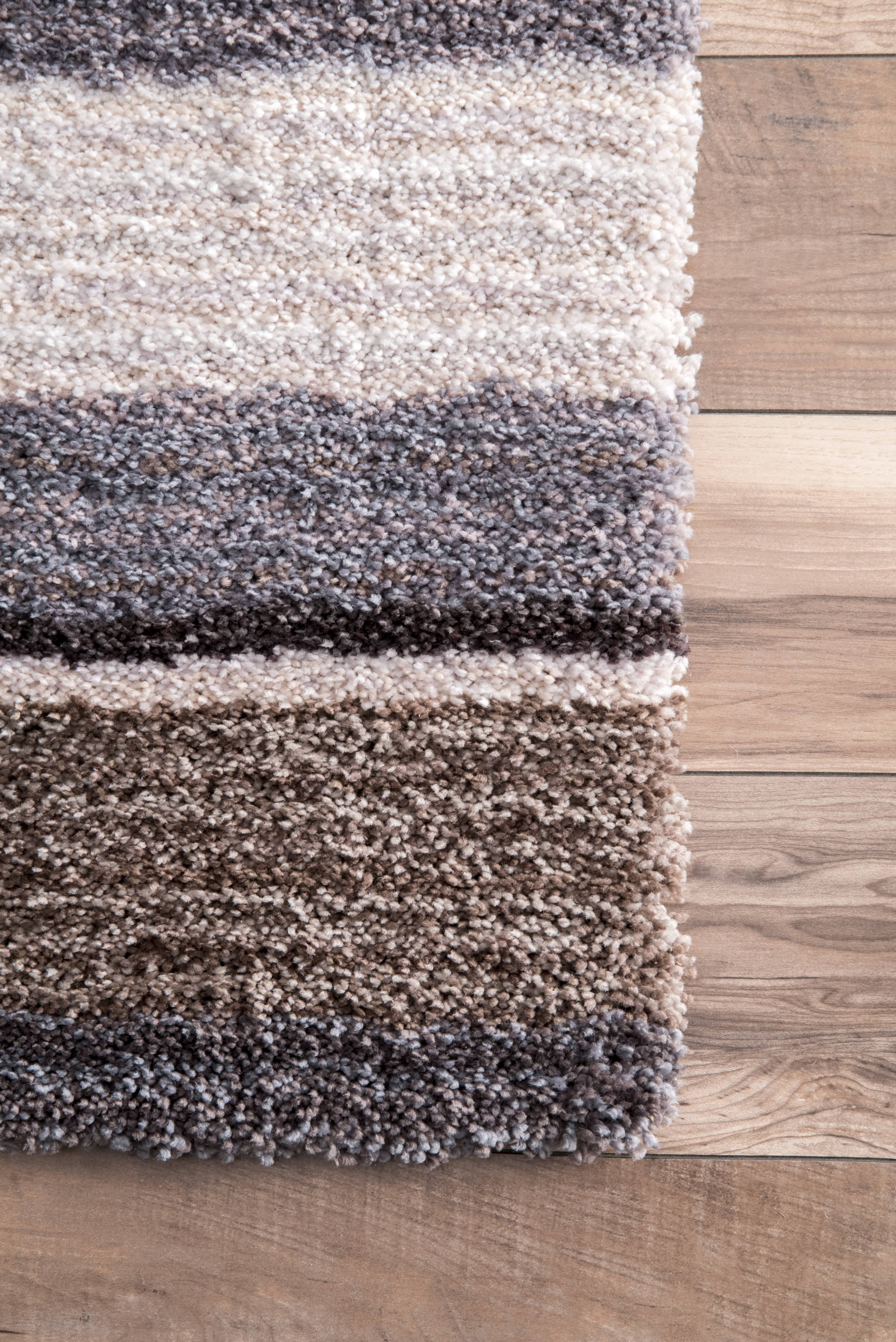 Striped Shaggy Rug | Beige Multicolor - Image 3