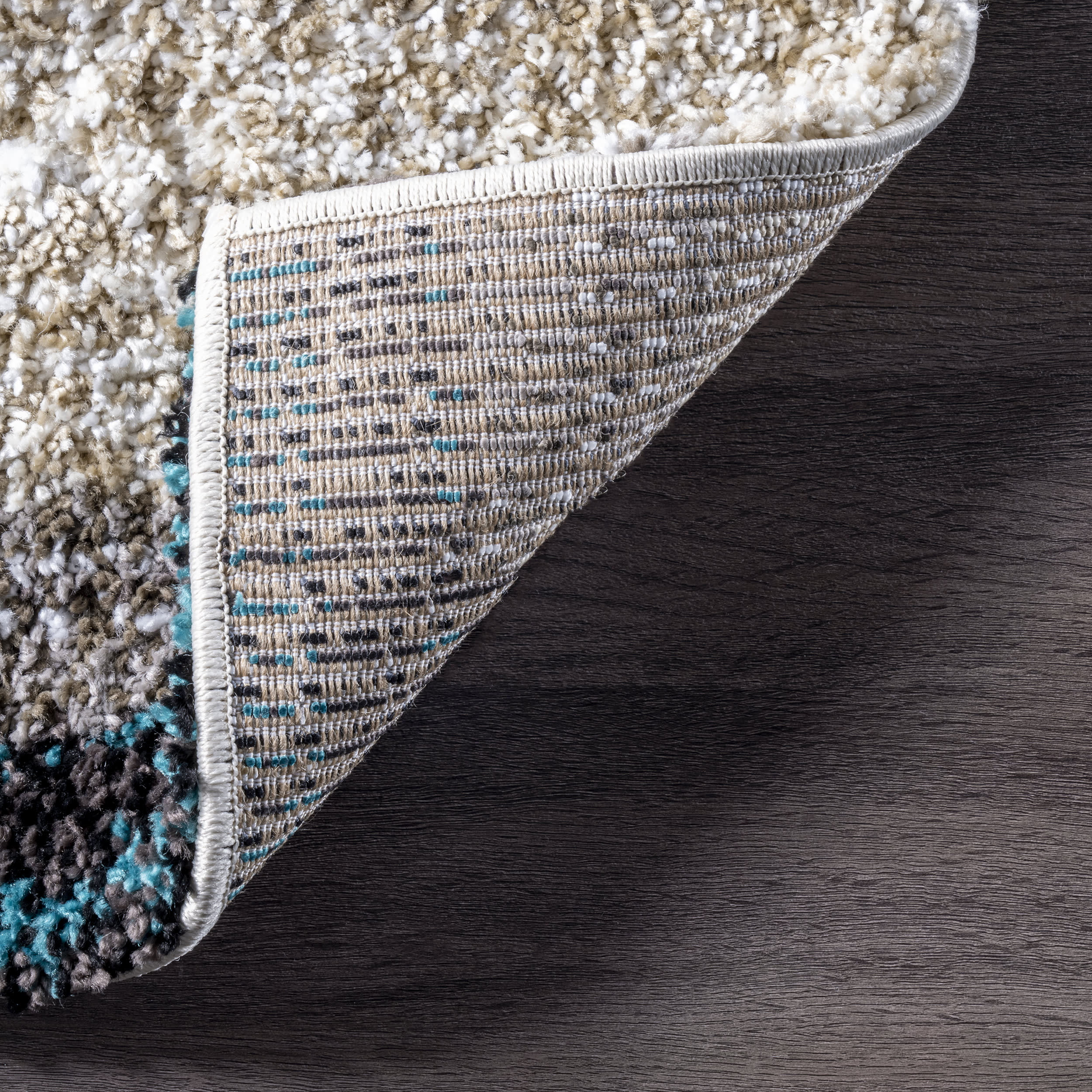 Striped Shaggy Rug | Blue Multicolor - Image 2