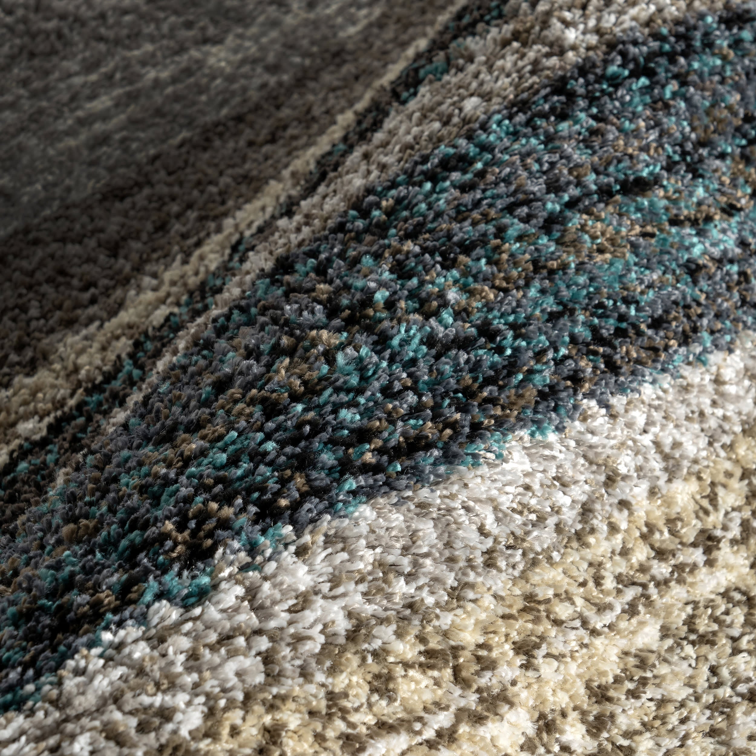 Striped Shaggy Rug | Blue Multicolor - Image 3