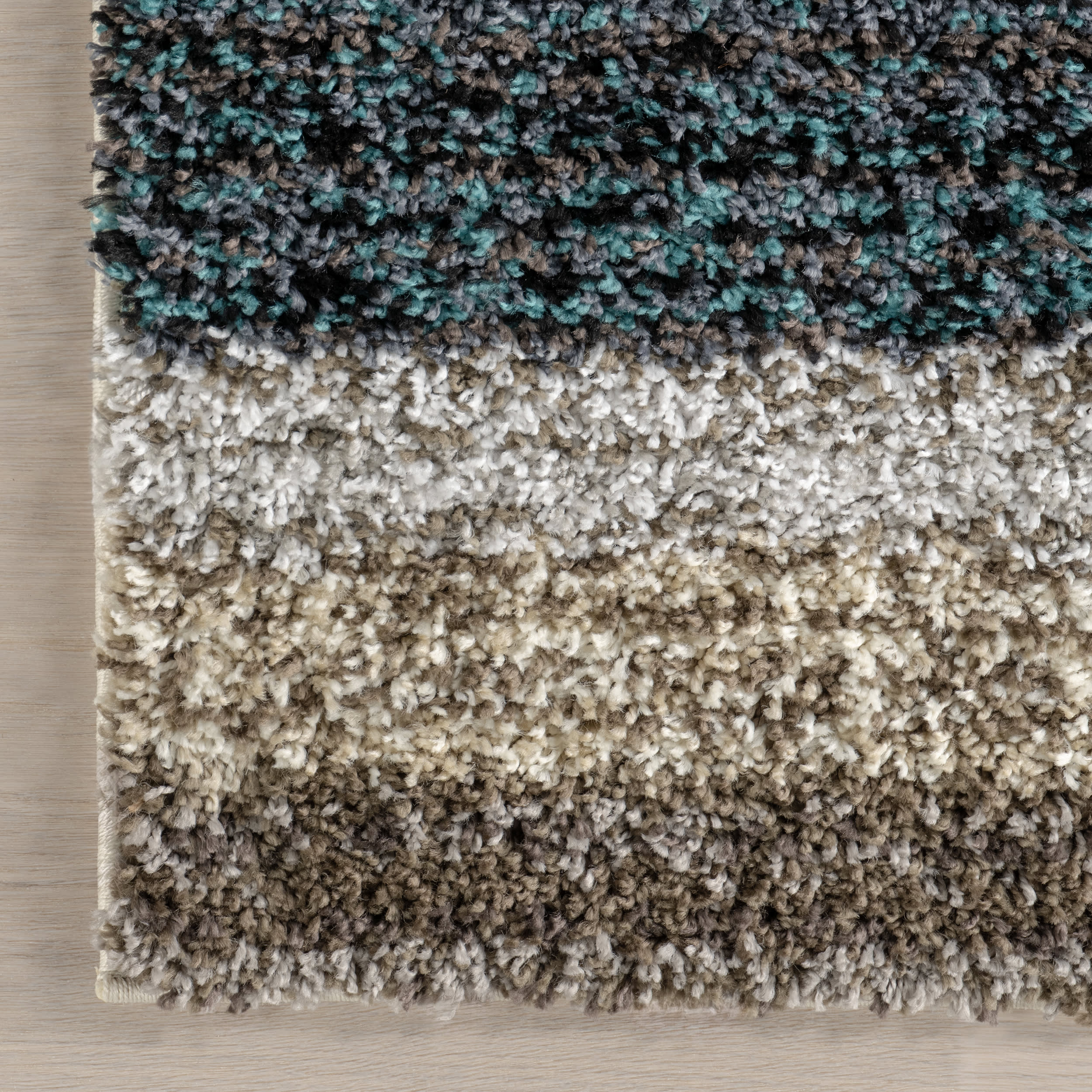 Striped Shaggy Rug | Blue Multicolor - Image 4