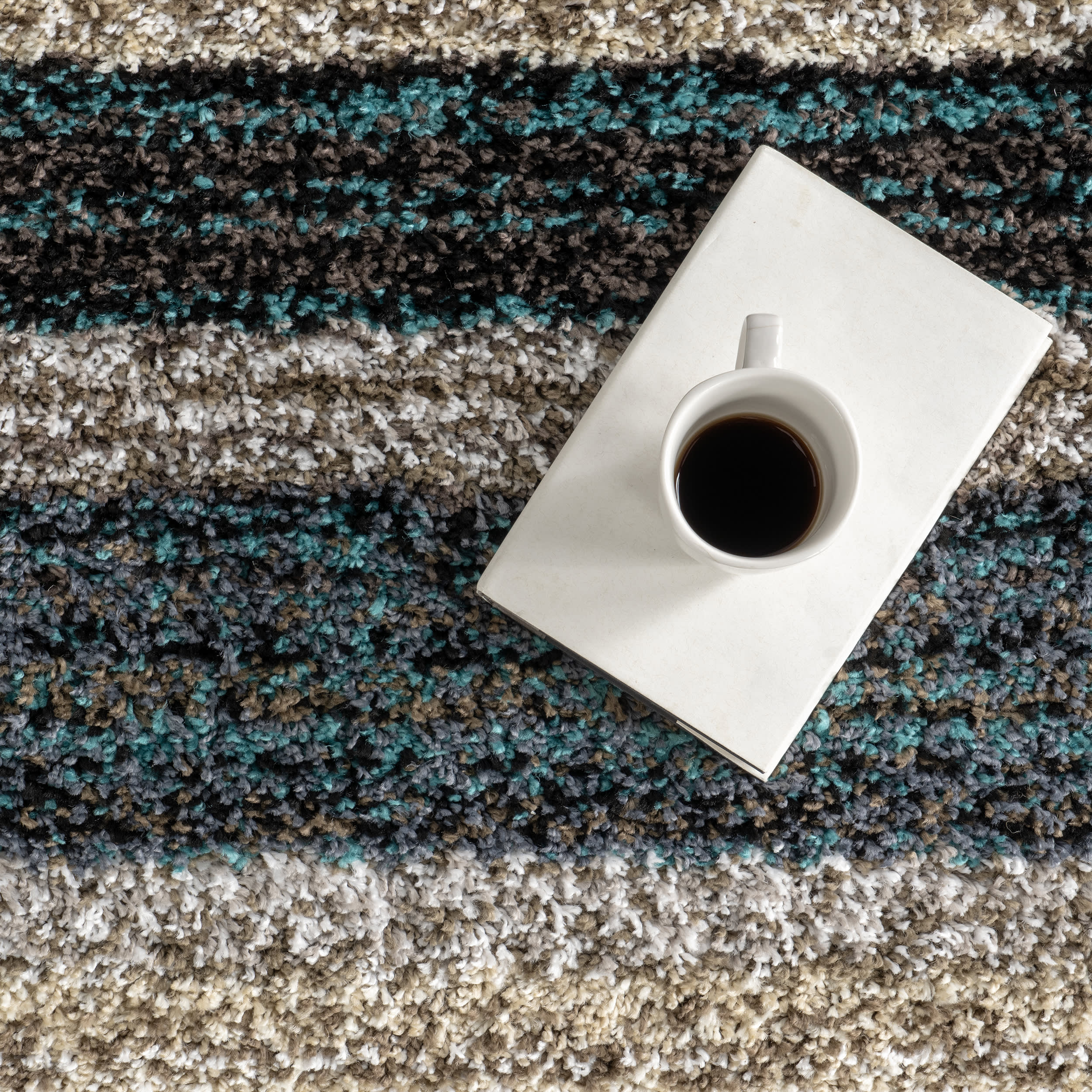 Striped Shaggy Rug | Blue Multicolor - Image 8