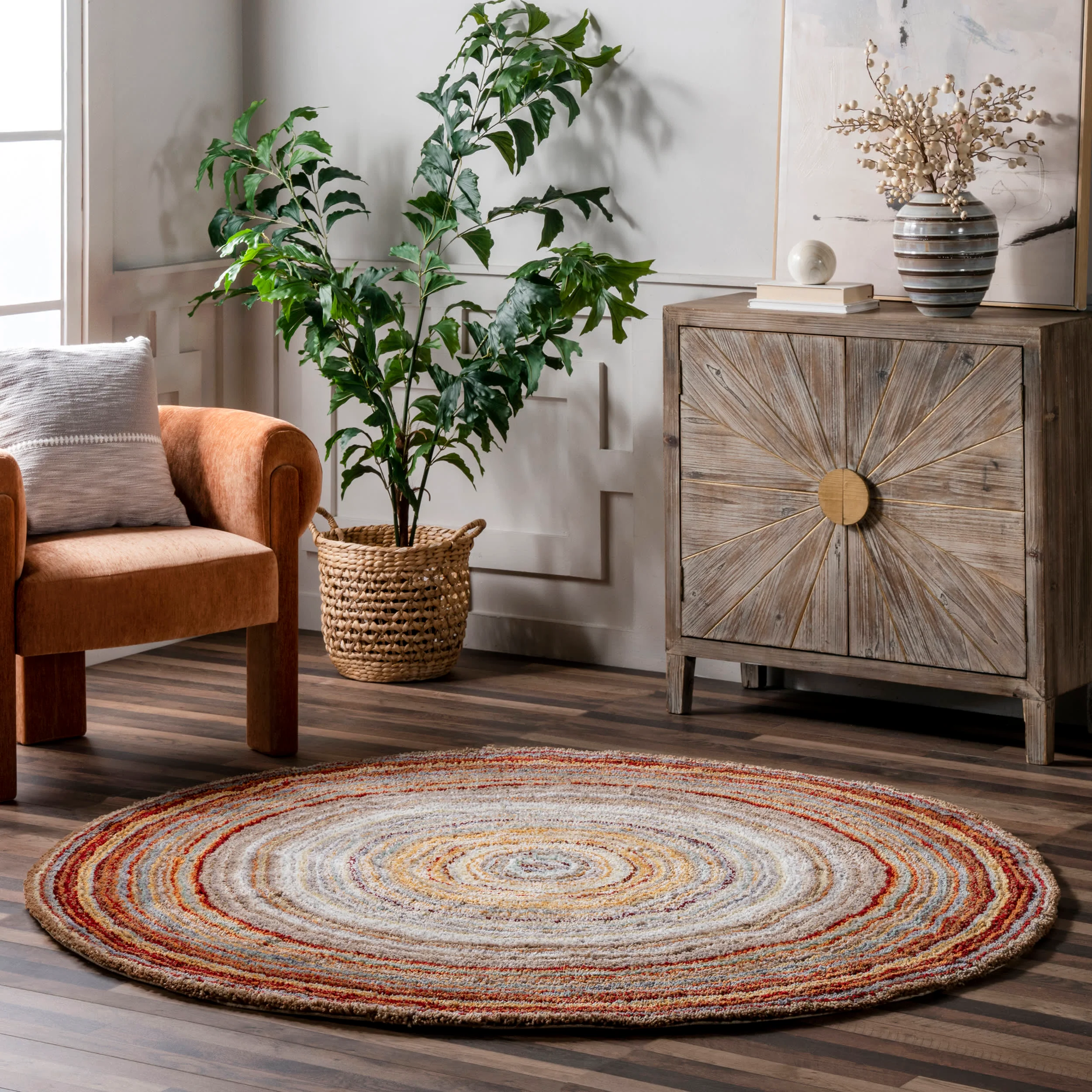 Striped Shaggy Rug | Red Multicolor - Image 2