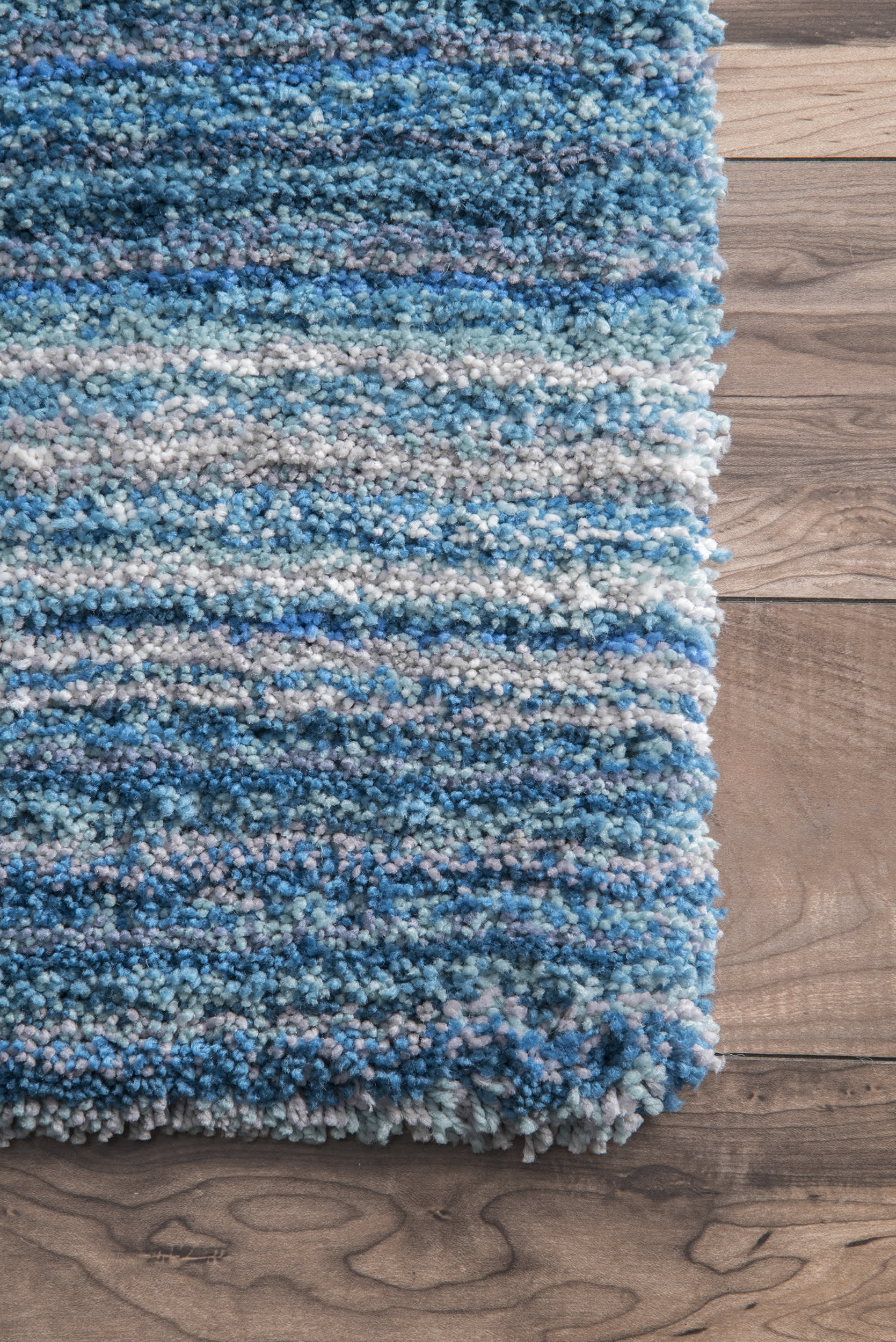 Striped Shaggy Rug | Sky Blue - Image 3