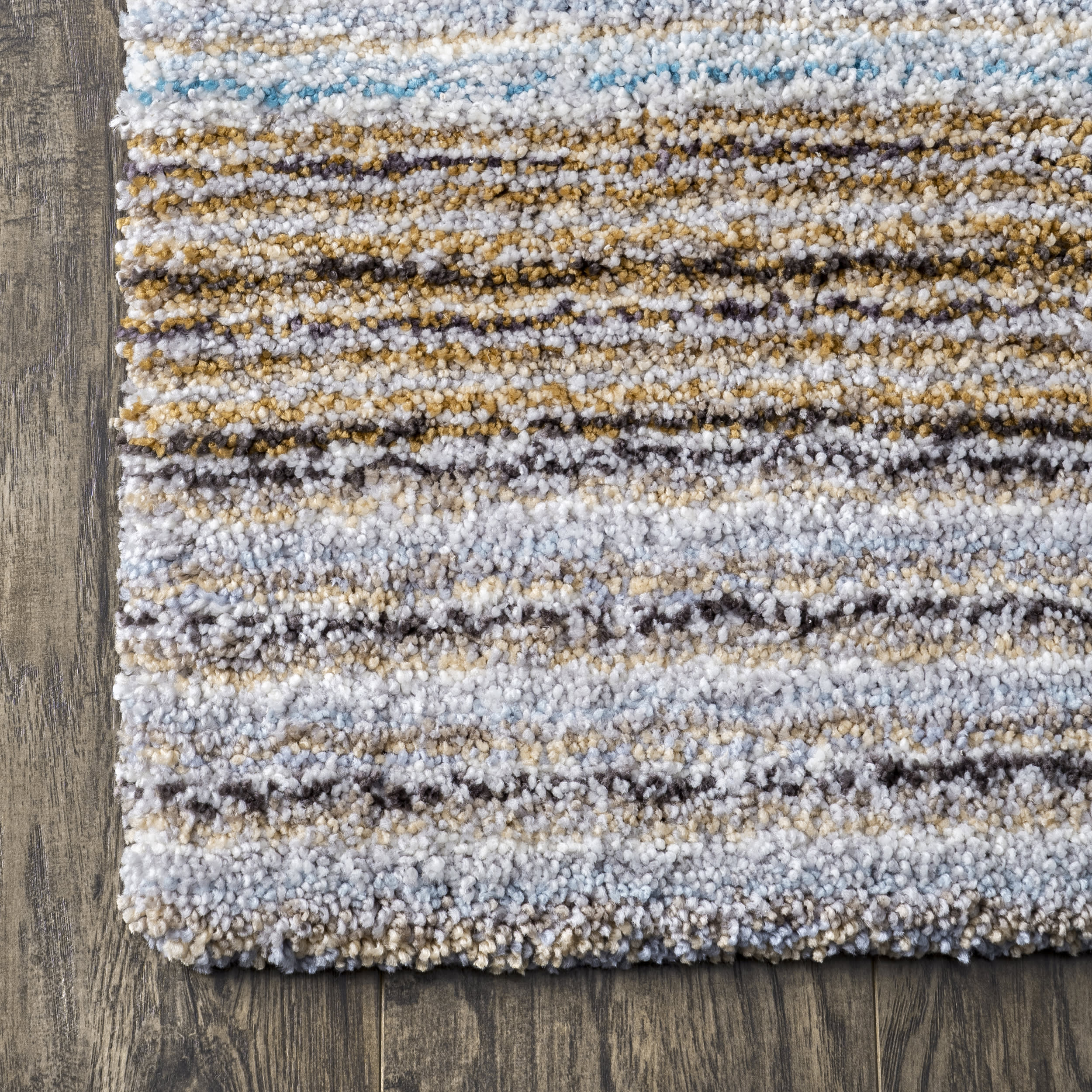 Striped Shaggy Rug | Teal - Image 3