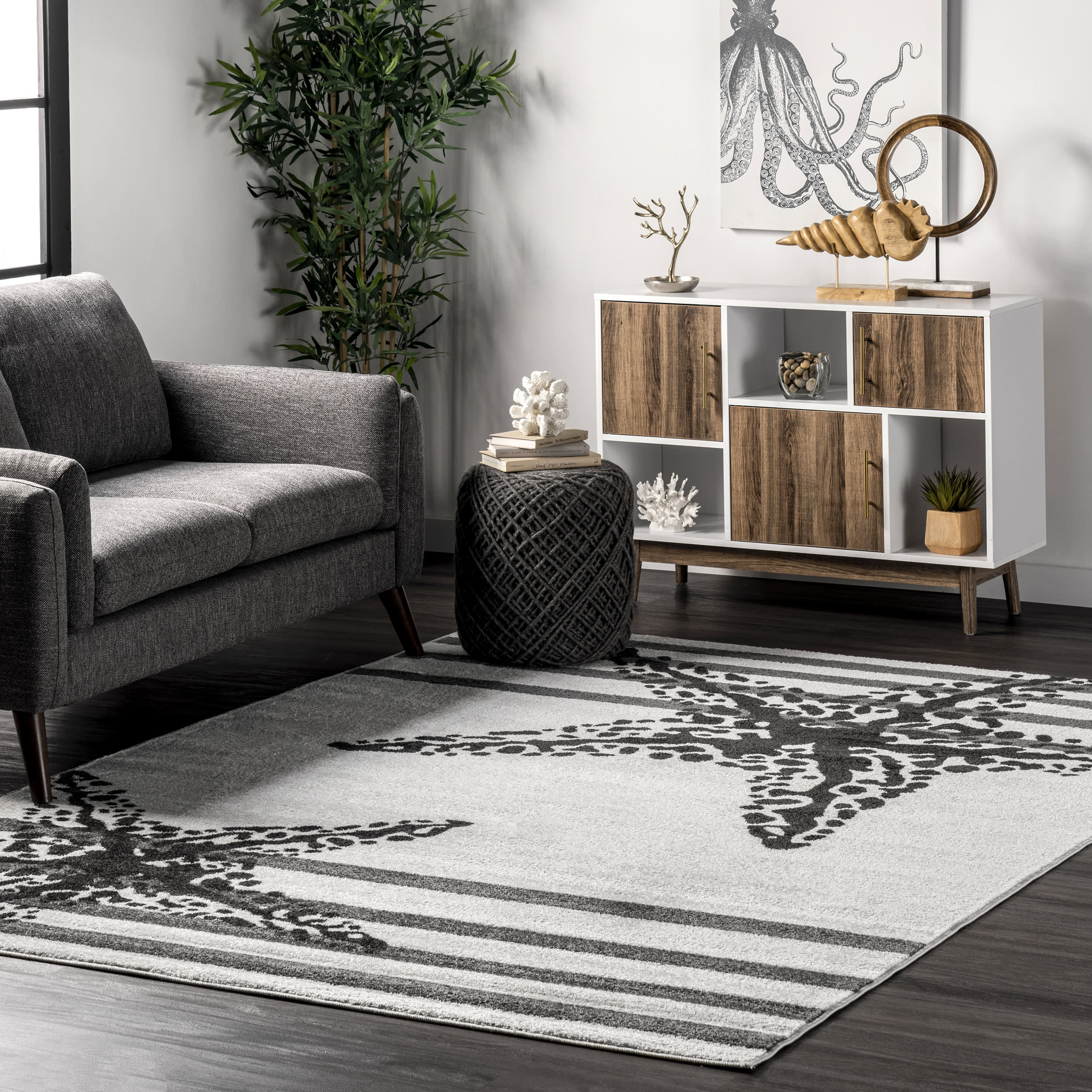 Striped Starfish Rug | Beige - Image 2