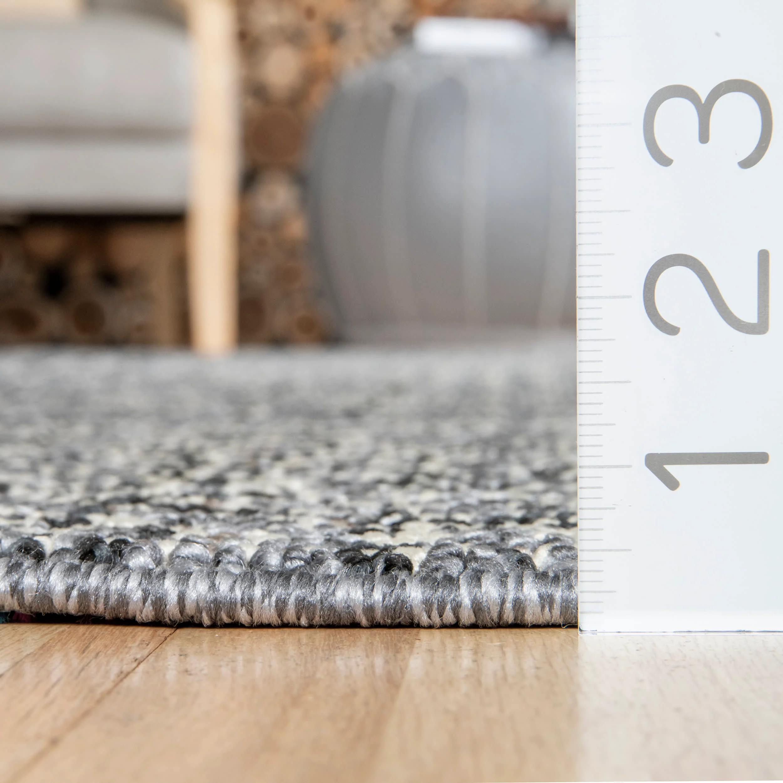 Striped Tasseled Rug | Grey - Image 5