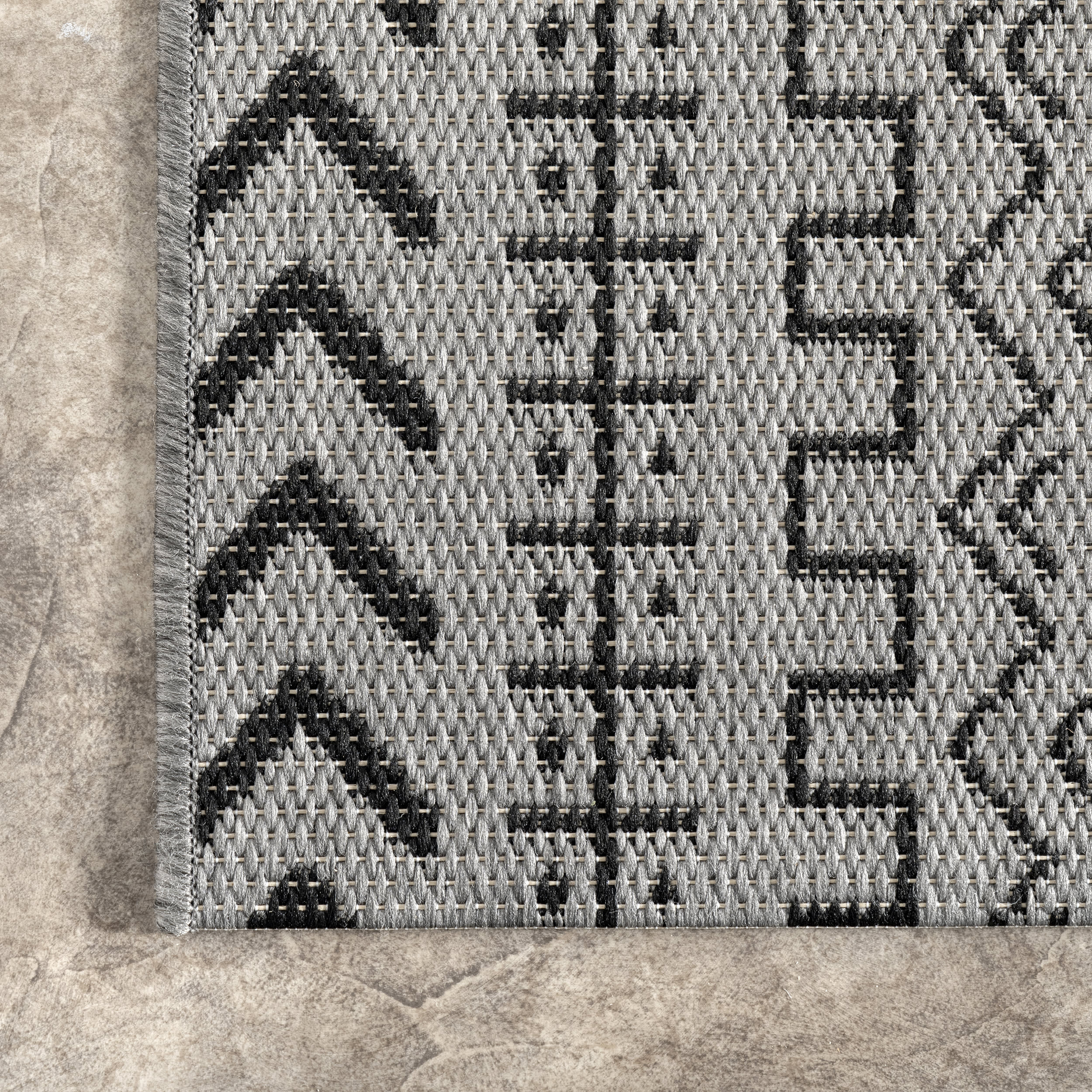 Striped Tribal Indoor/Outdoor Rug | Grey - Image 3