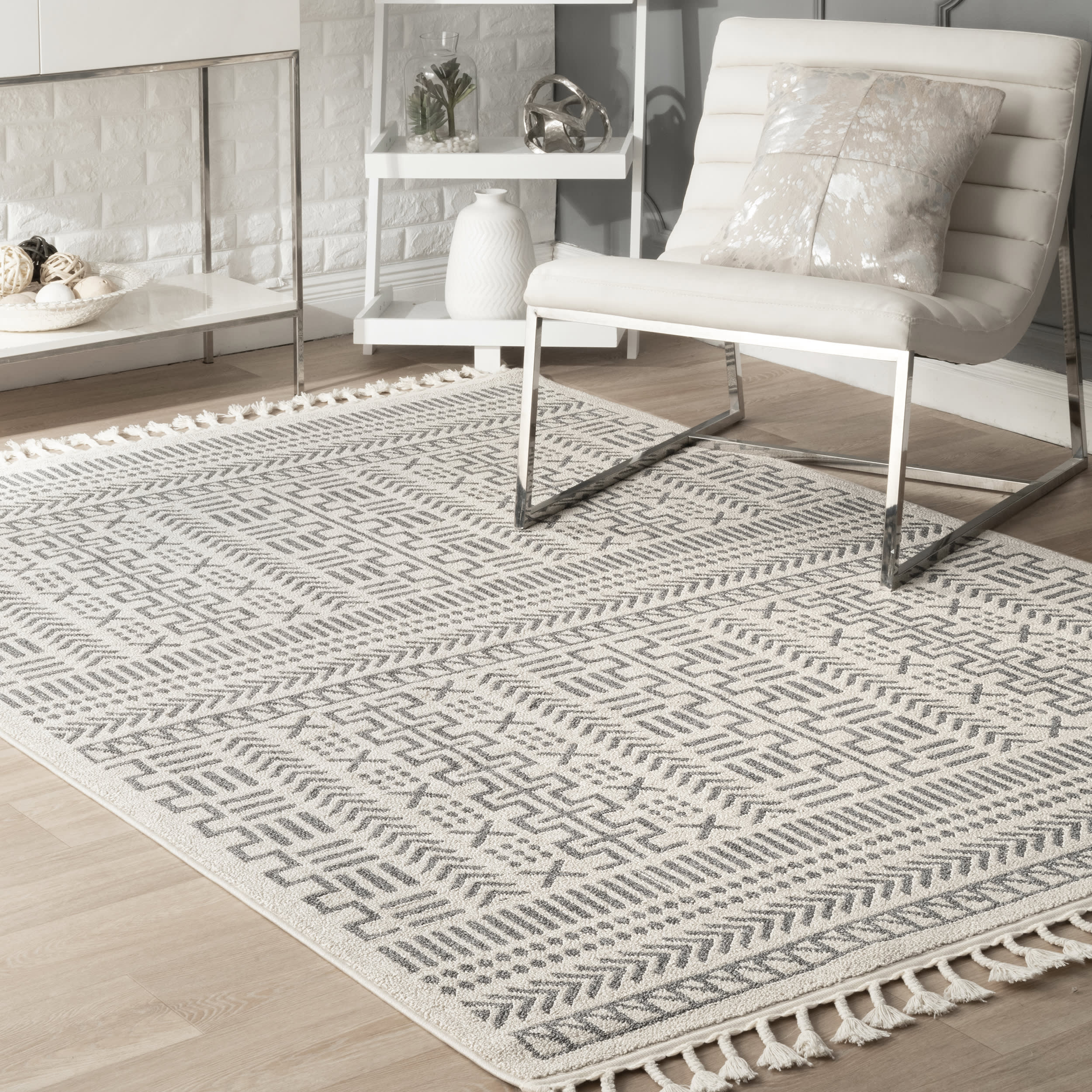Stripes Tassel Rug | Beige - Image 2