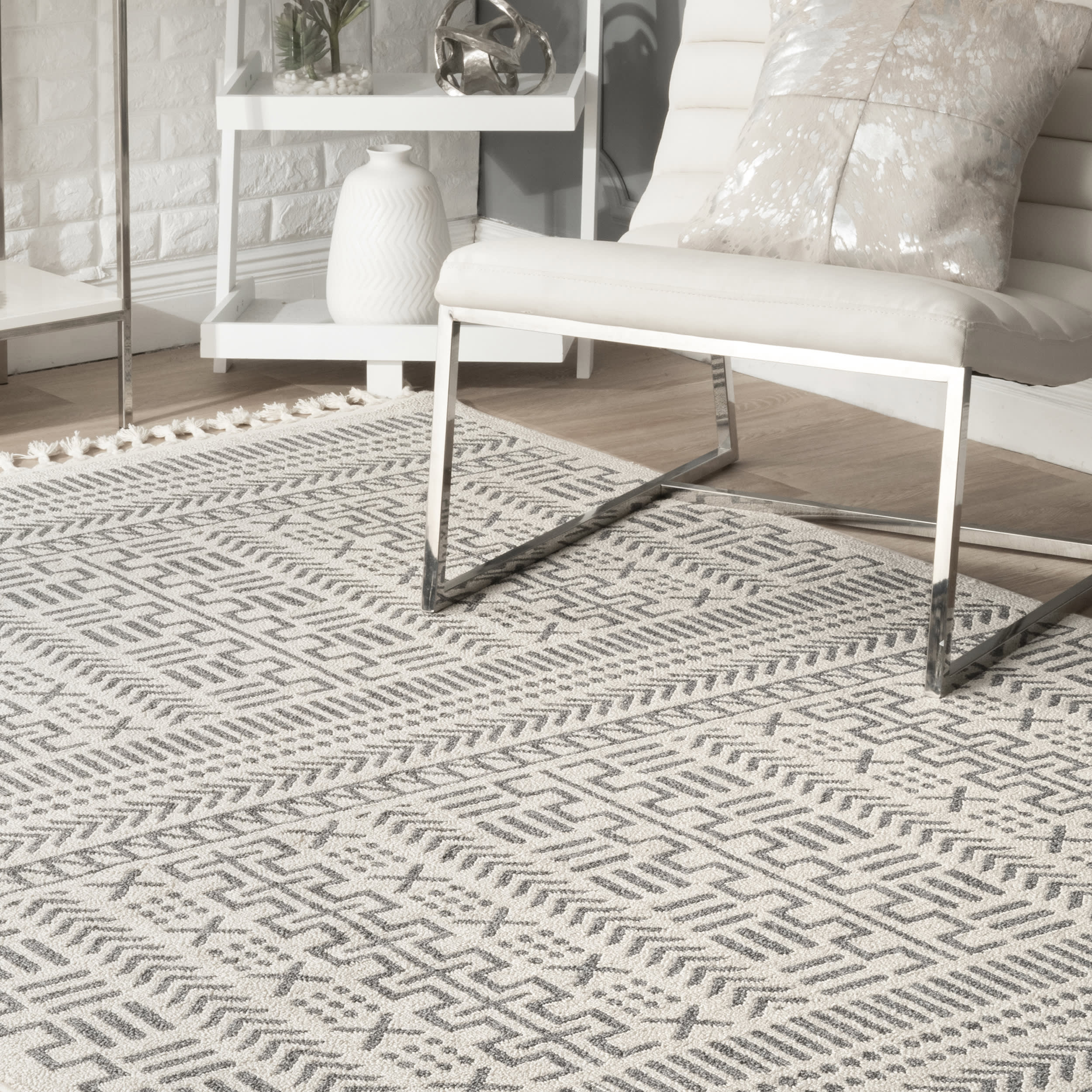 Stripes Tassel Rug | Beige - Image 4