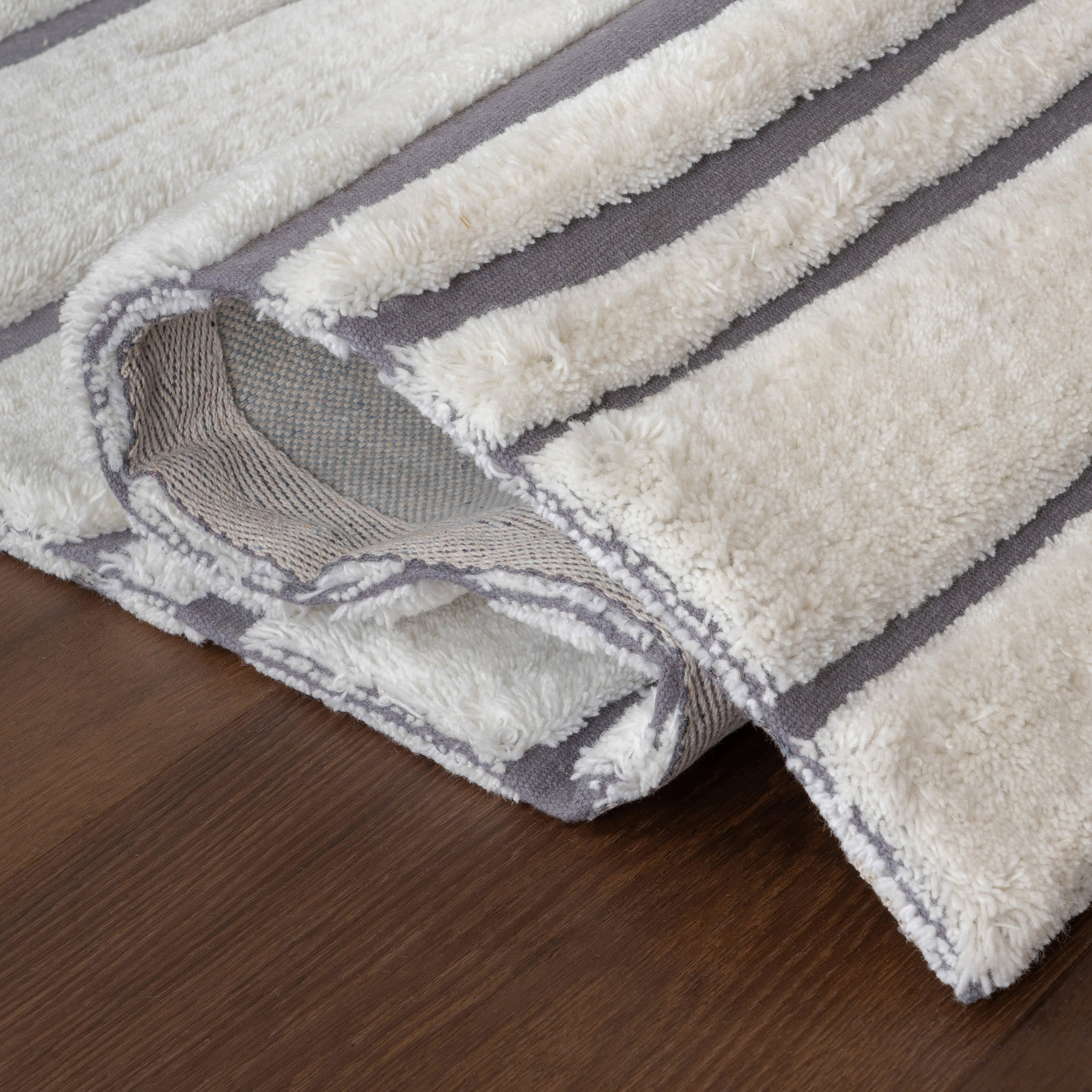 Studio Striped New Zealand Wool Rug | Ivory - Image 8