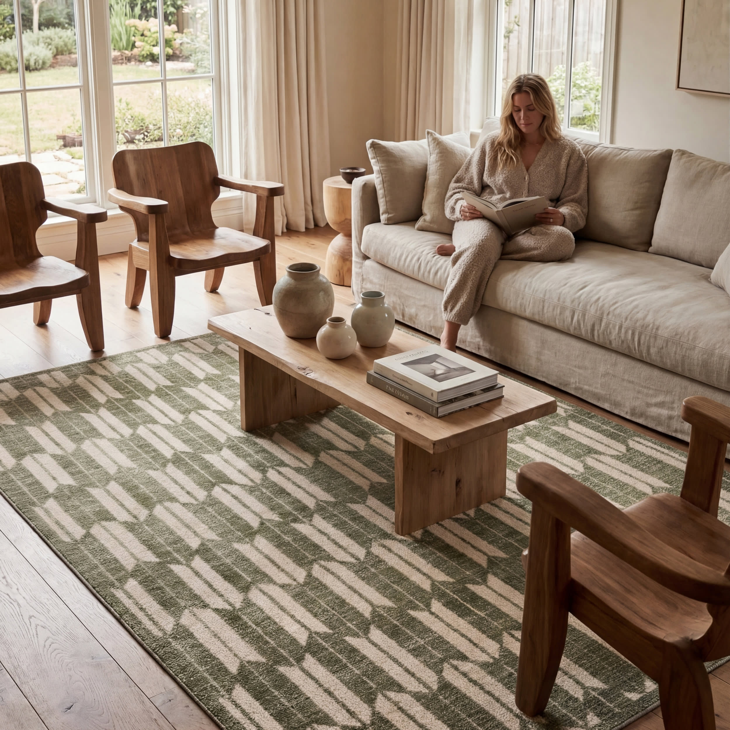Suba Transitional Geometric Rug | Green - Image 9