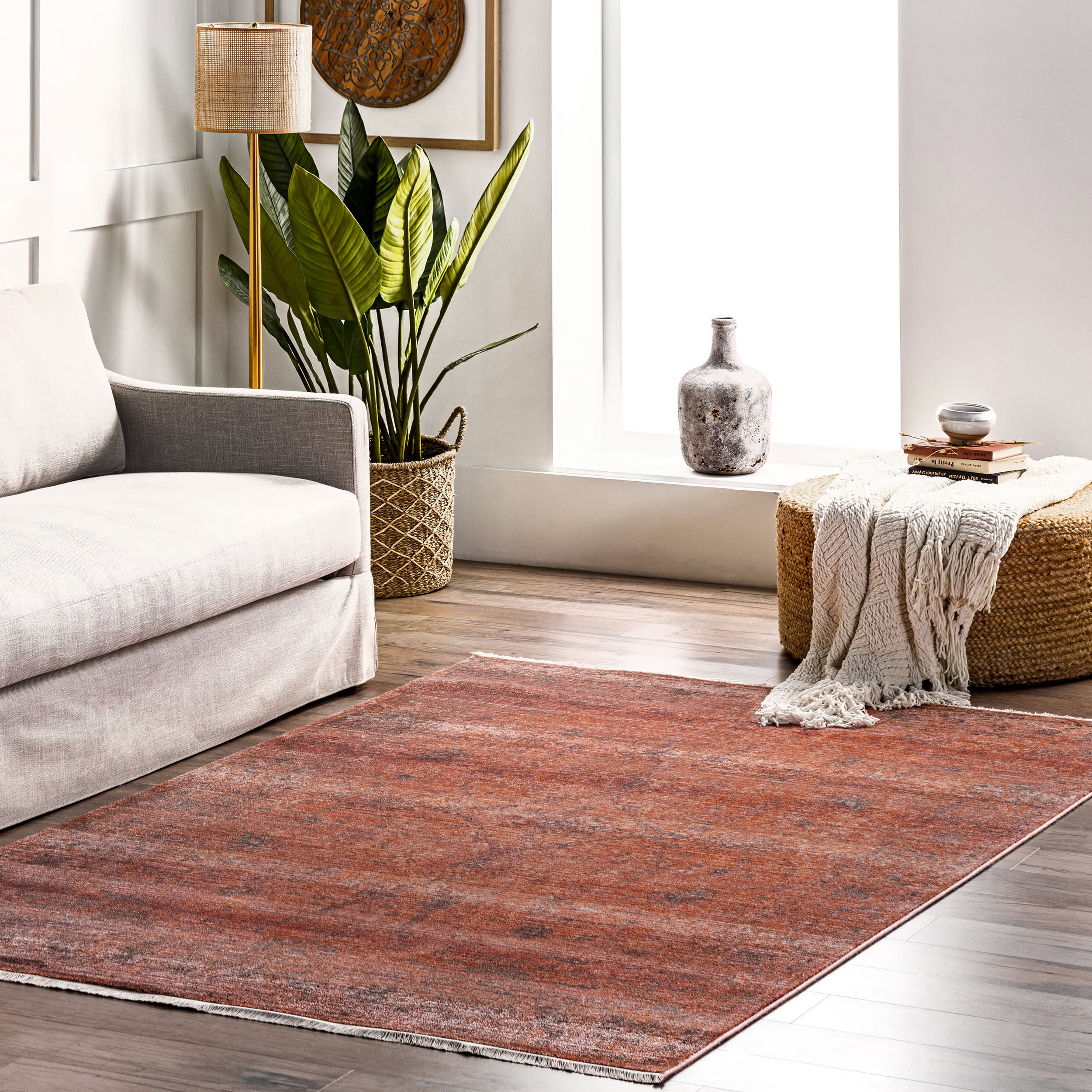 Subtle Herati Fringe Rug | Pink - Image 2