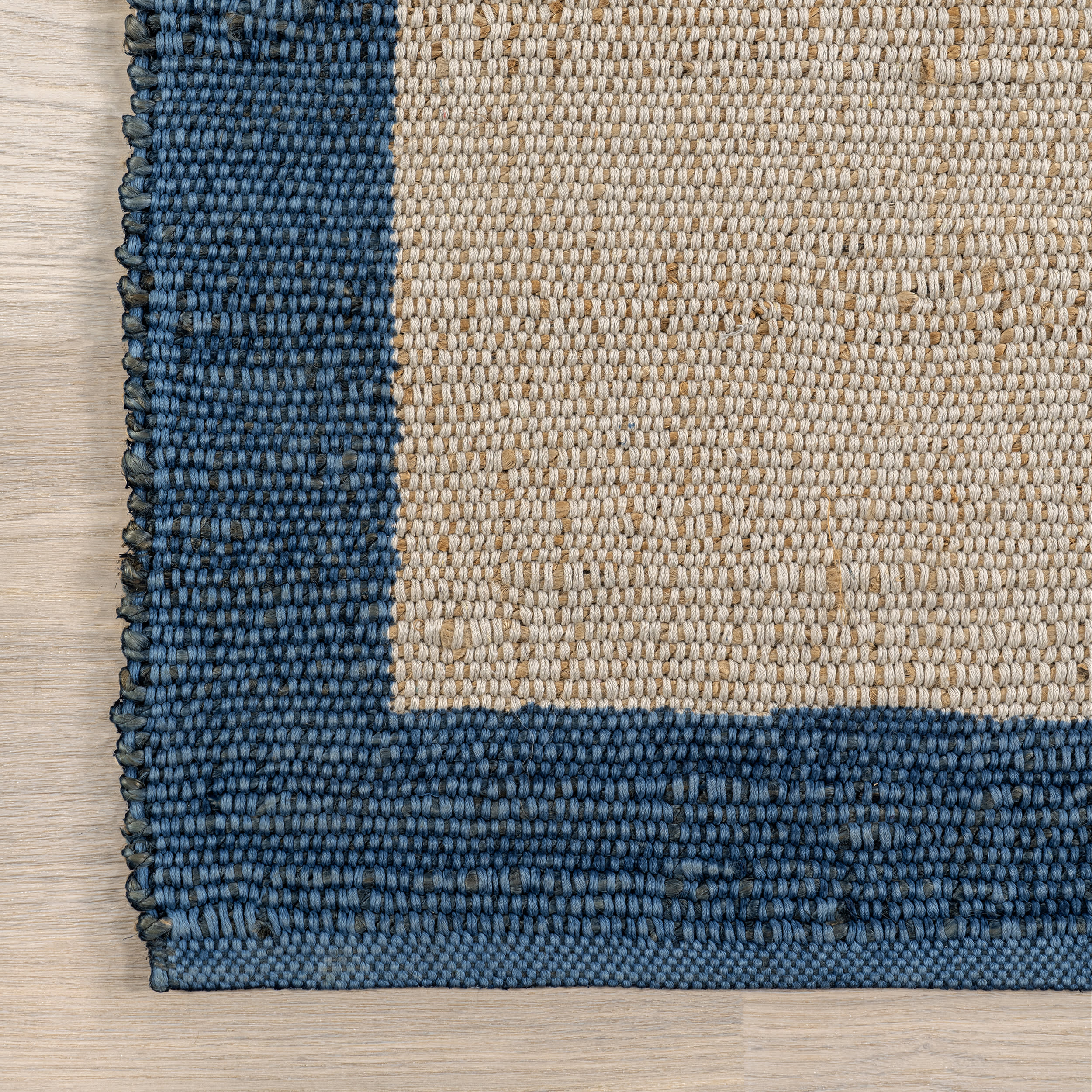 Suellen Bordered Handwoven Jute-Blend Rug | Blue - Image 3