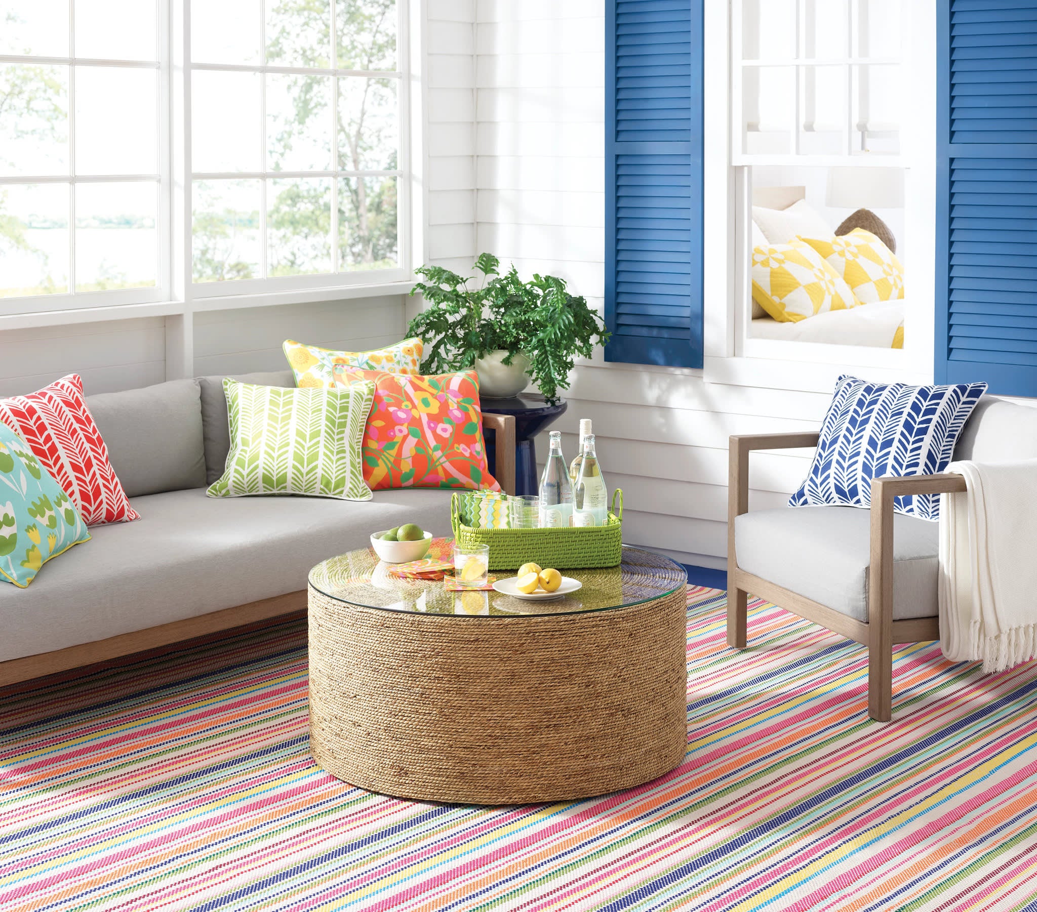 Summer Stripe Handwoven Indoor/Outdoor Rug | Multi - Image 2