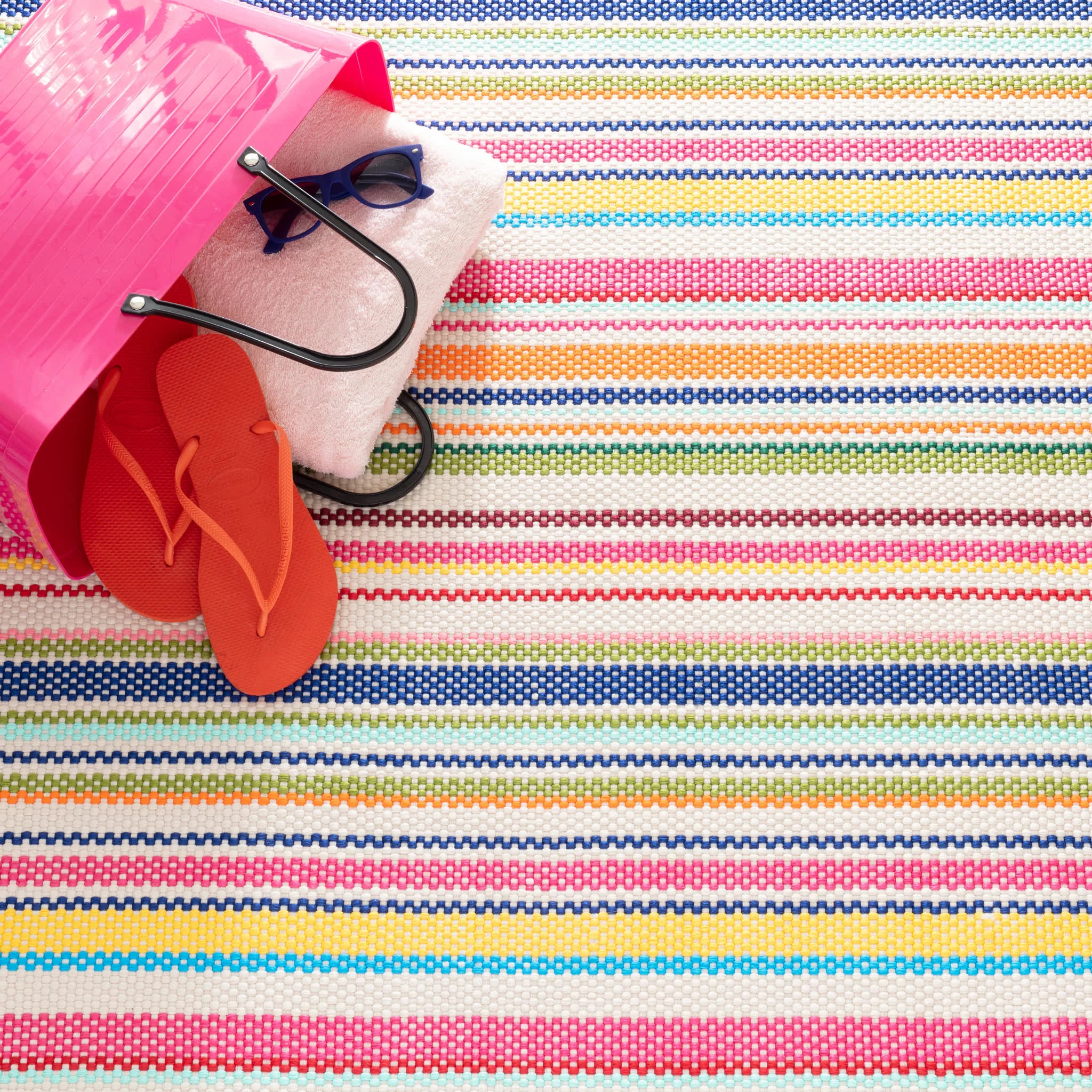 Summer Stripe Handwoven Indoor/Outdoor Rug | Multi - Image 4