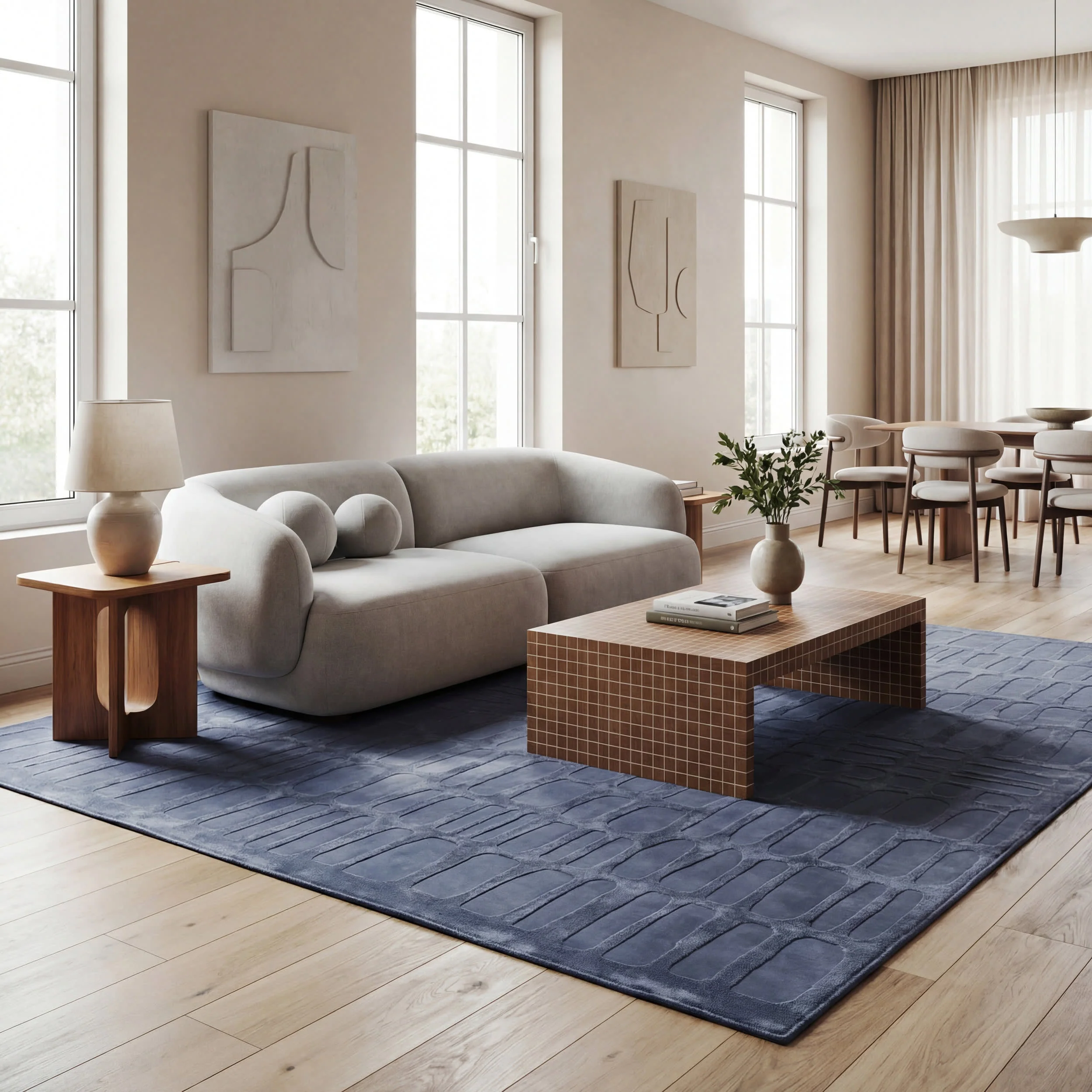 Summit Plush Textured Washable Rug | Blue - Image 2