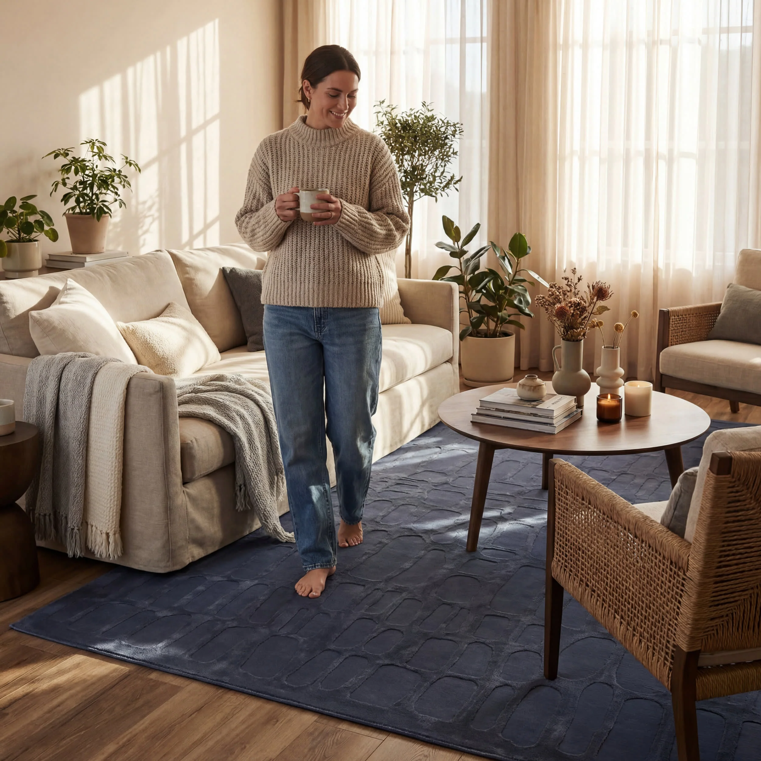 Summit Plush Textured Washable Rug | Blue - Image 9