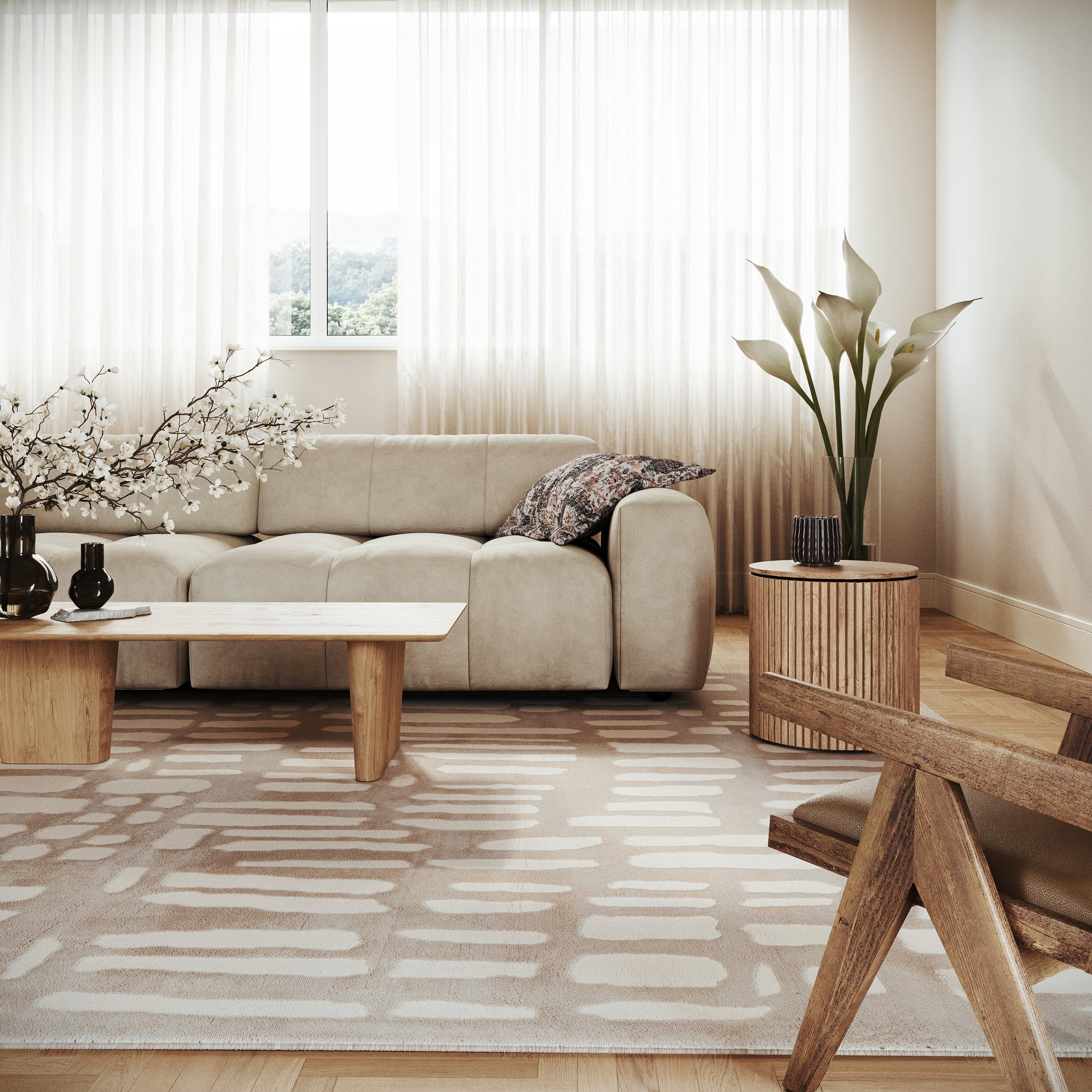 Summit Plush Textured Washable Rug | Cream/Grey - Image 2