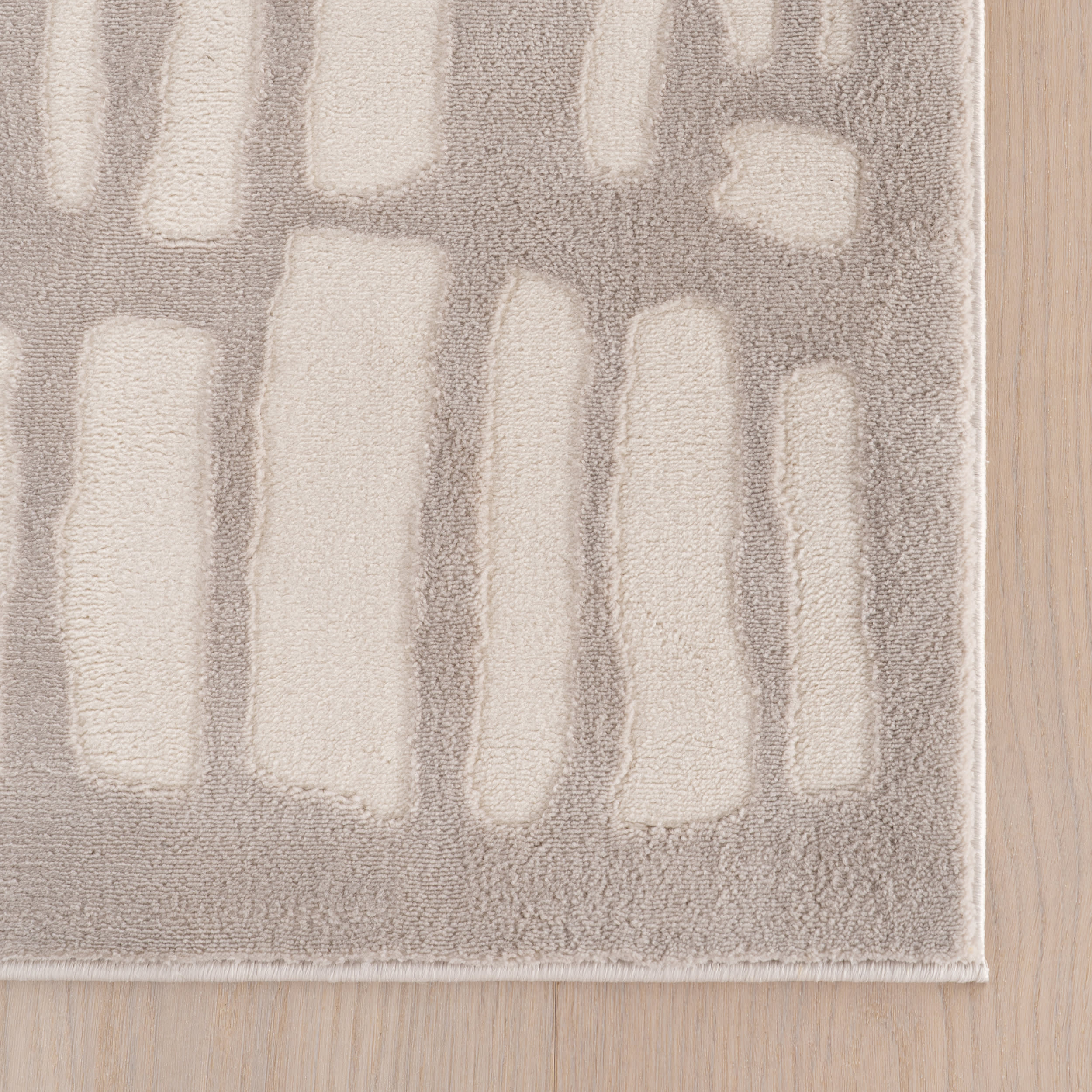 Summit Plush Textured Washable Rug | Cream/Grey - Image 4